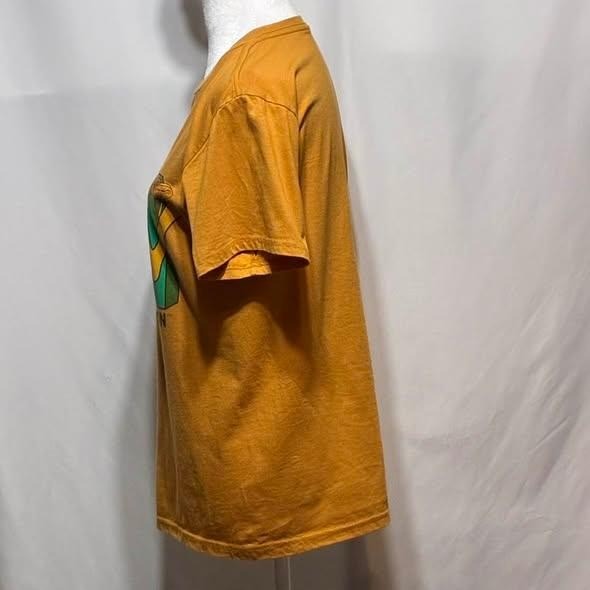 MTV Graphic Tee Mustard Yellow Sunflower Mushroom Retro Music T-Shirt S Boho