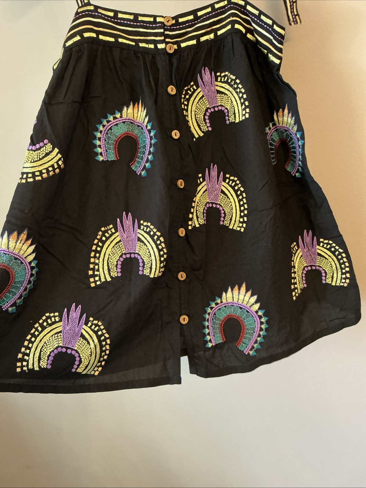 New Monsoon Black Embroidered Boho Summer Top – Size Small