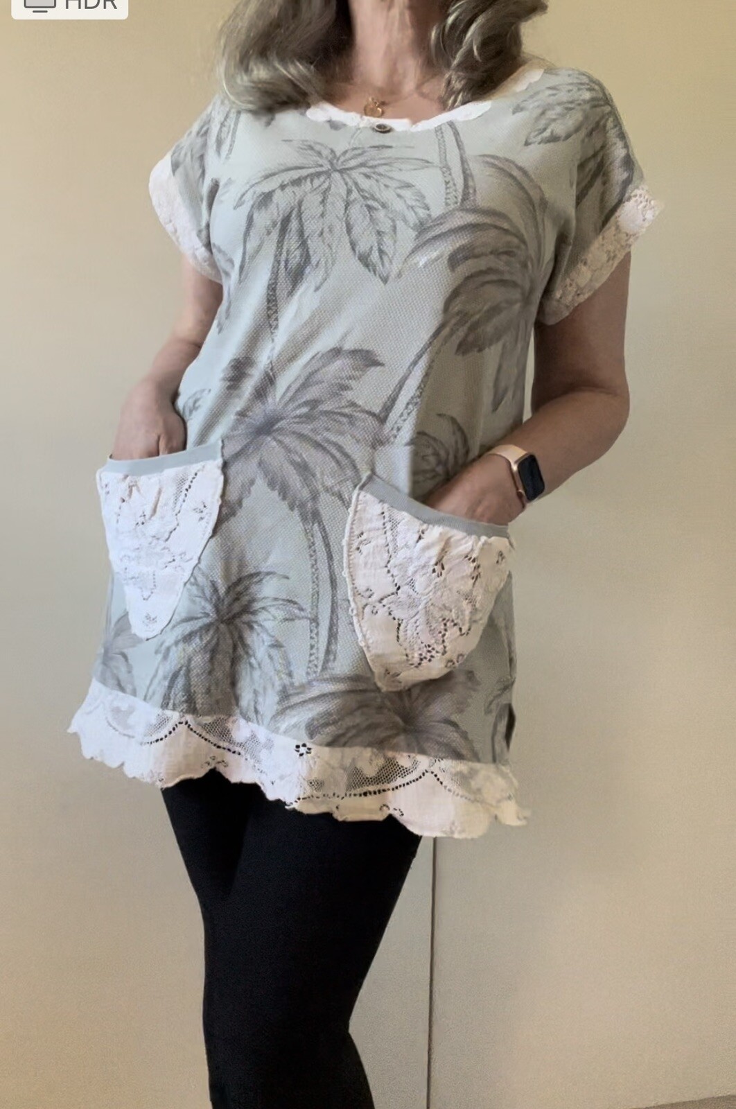 Upcycled Tunic Top Vintage Lace Shabby Chic Romantic Prairie Cottage Core Hawaii