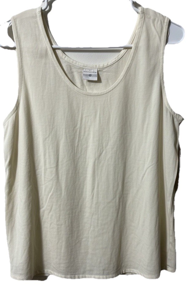 Click Color Me Cotton Womens Tank XL USA Lagenlook Sustainable Resort Cream