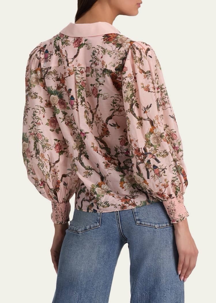 alice olivia Charis Floral Button-Front Blouse Size M $ 440