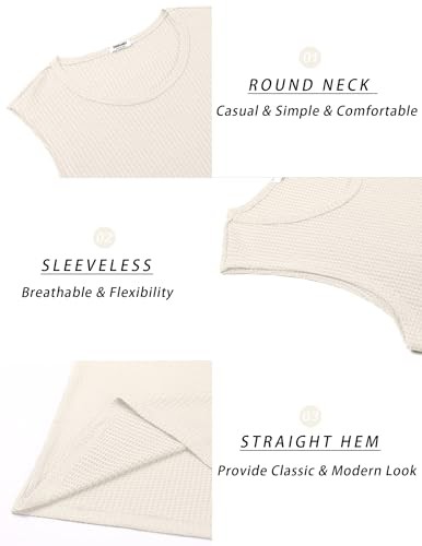 Mens Casual Tank Tops 2 Pack Waffle Knit Sleeveless Shirt X-Large Beige 1 Pack
