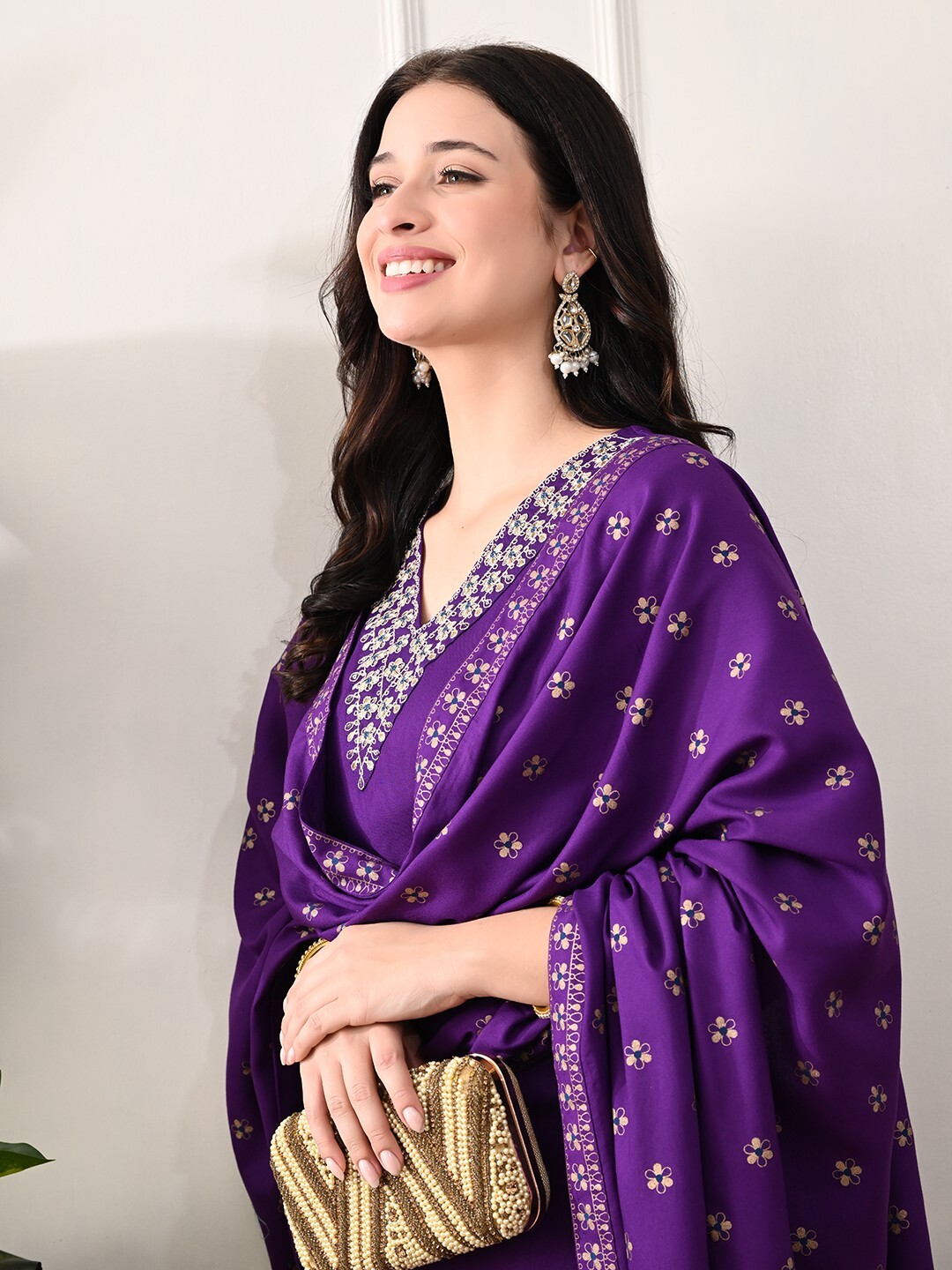 Women Embroidered Regular Kurta with Pant & With Dupatta