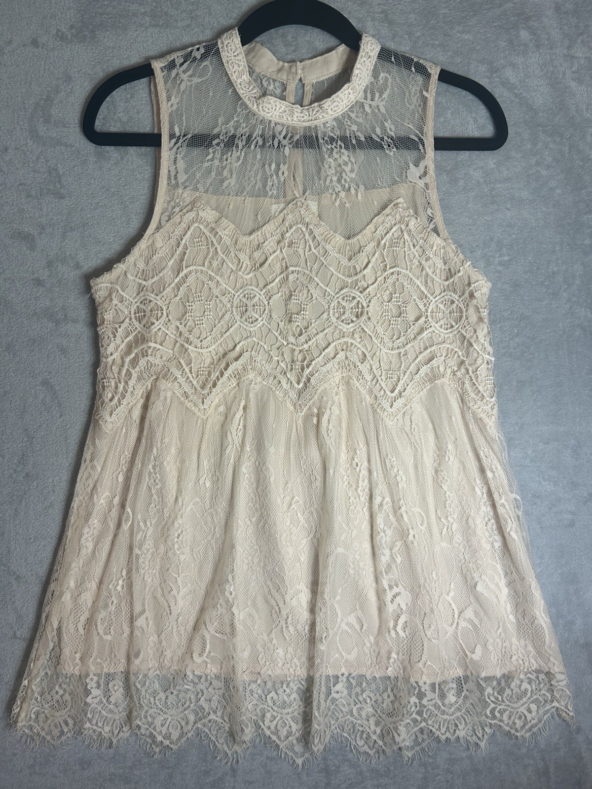 Entro Cream Lace Embroidered Cottagecore Blouse Sz. M