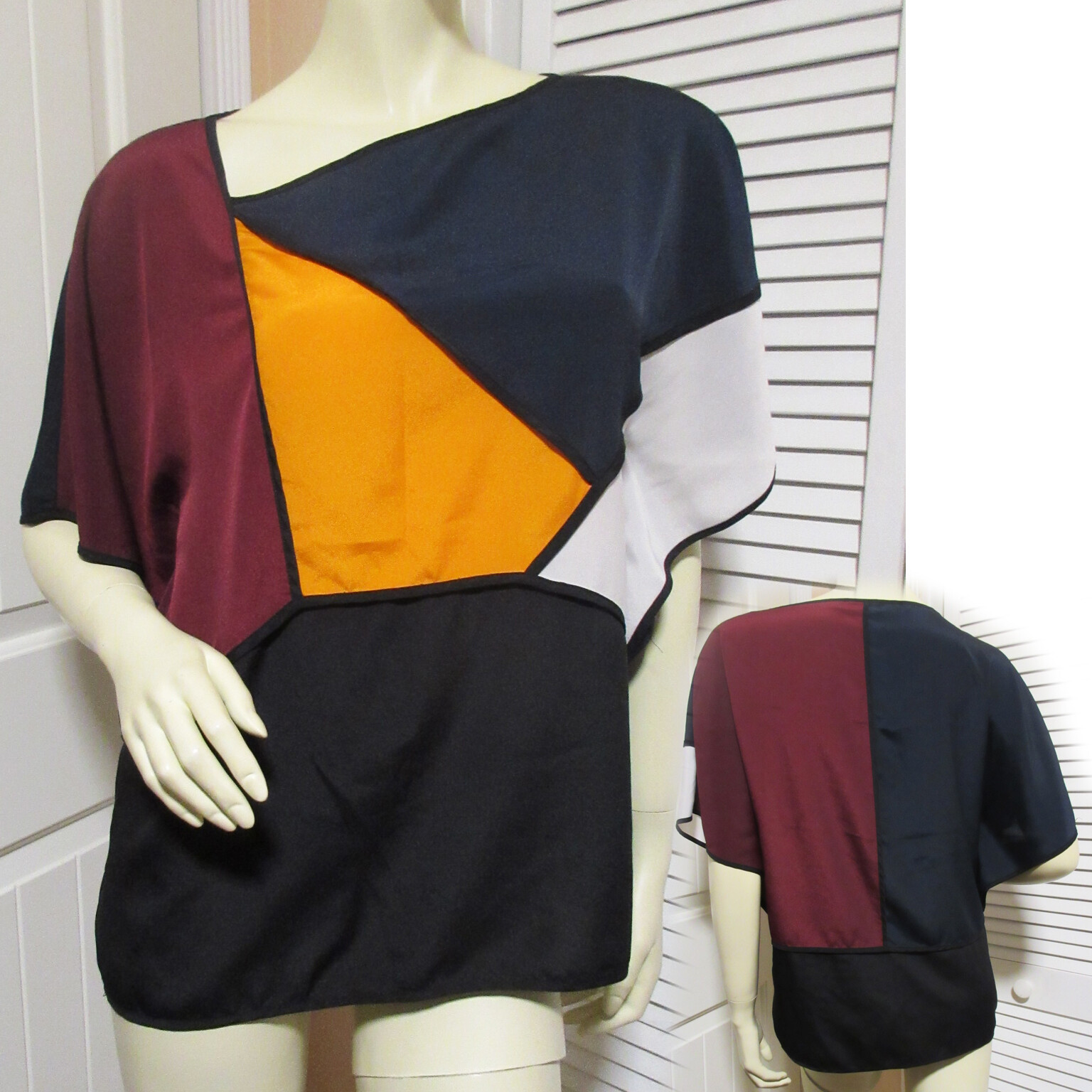 Y2K Allen B Schwartz Color Block Top Modern City Urban Designer Casual Chic Work