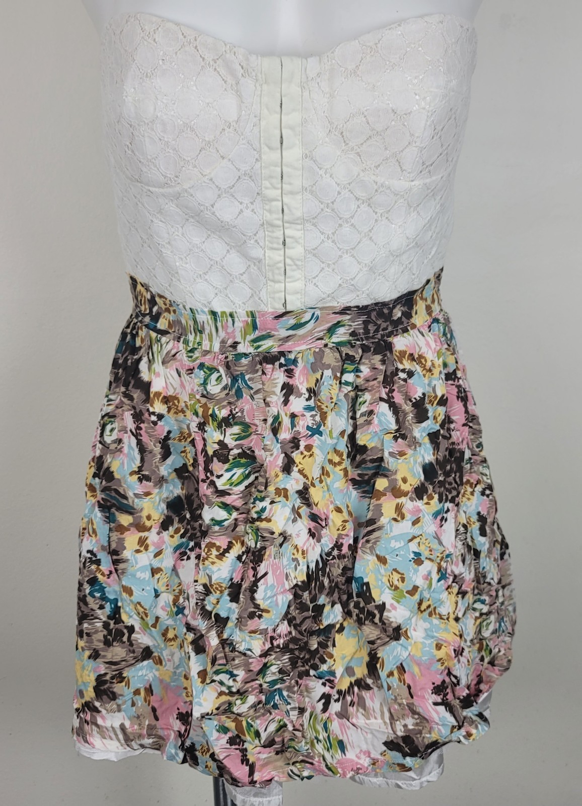 Swool Floral Print Sweeatheart Short A-Line Side Zip Dress Junior’s Size L