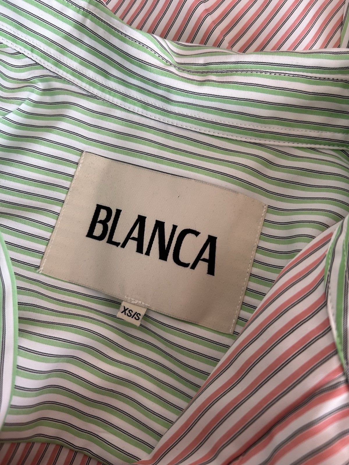 Blanca Women’s Shirt Size XS/S UK 8 Oversized Pink Green Stripes