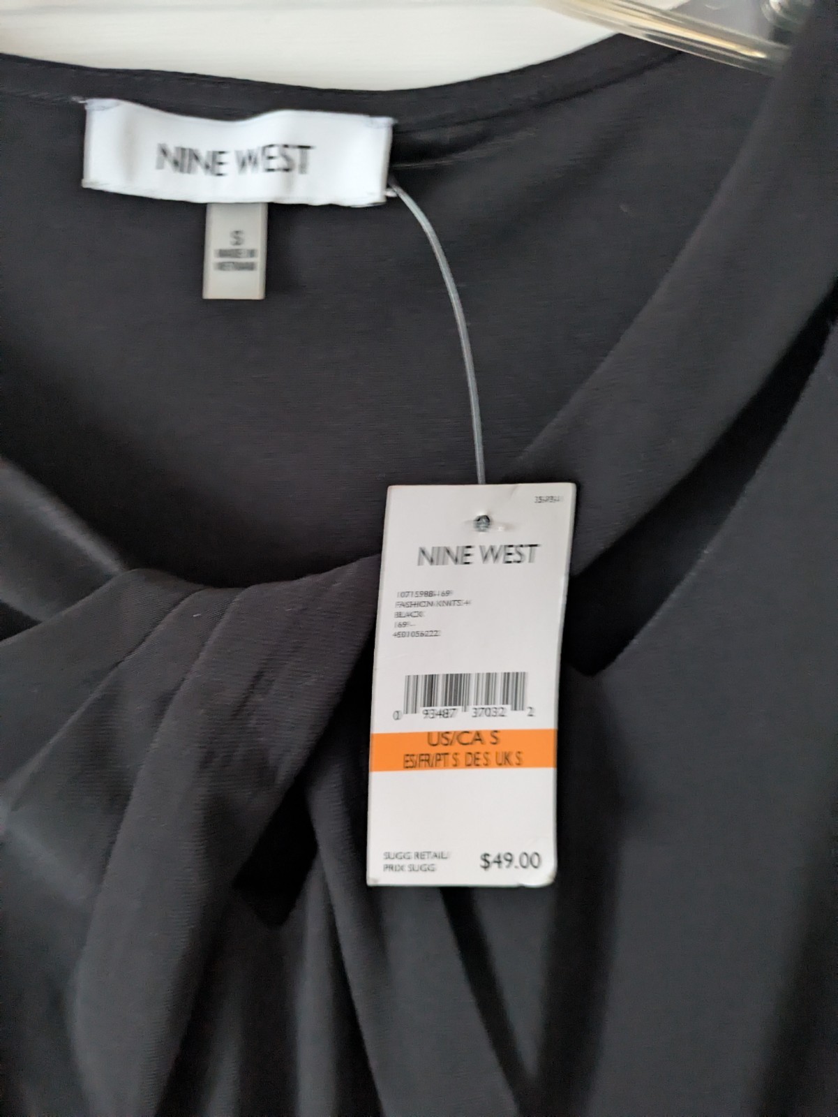 Nine West Black Twist Front Cutout Sleeveless Knit Tank Top Womens Sz Small NWT