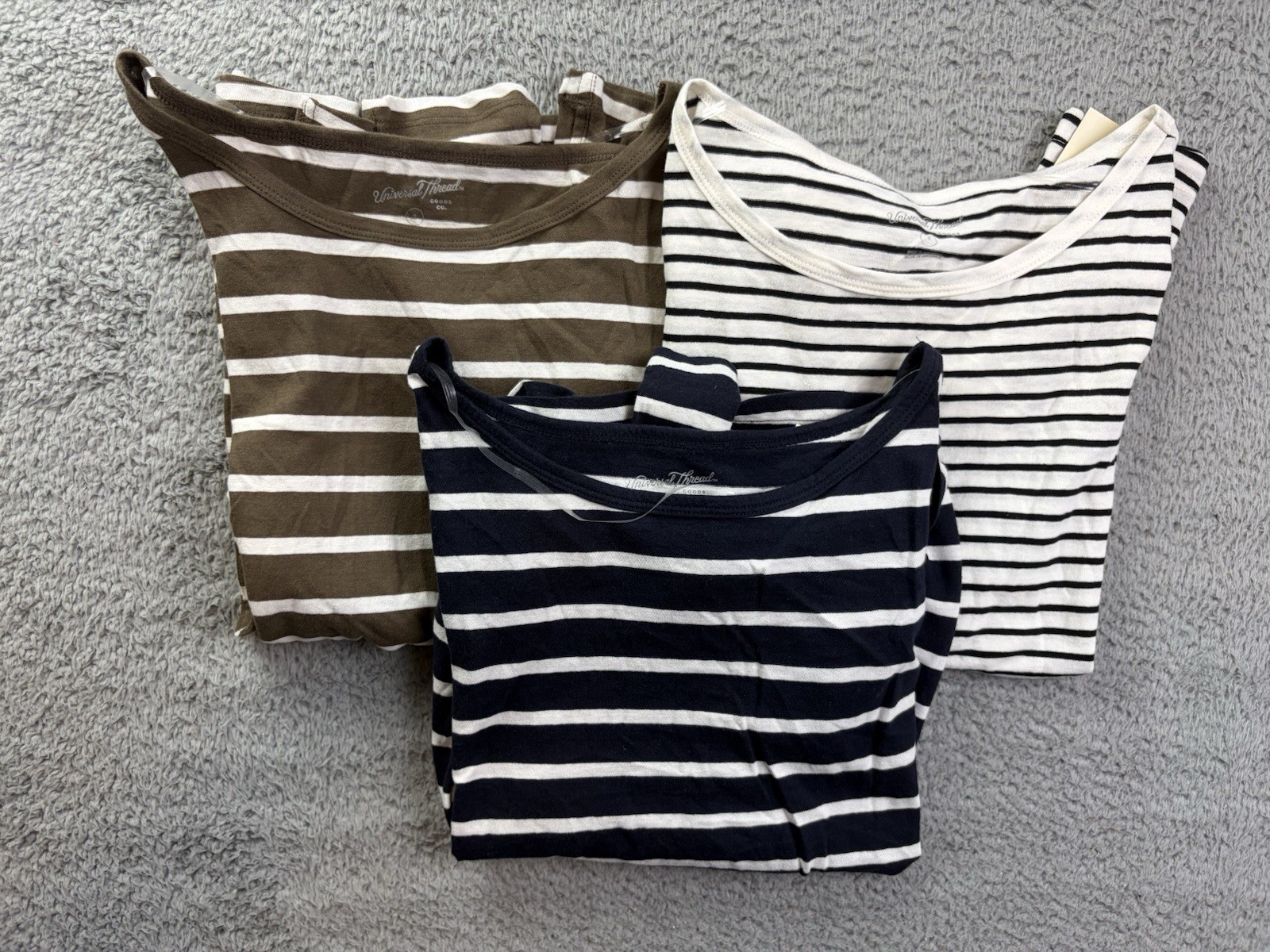3x Universal Thread Womens Small Multicolor Striped Long Sleeve T-Shirt Lot