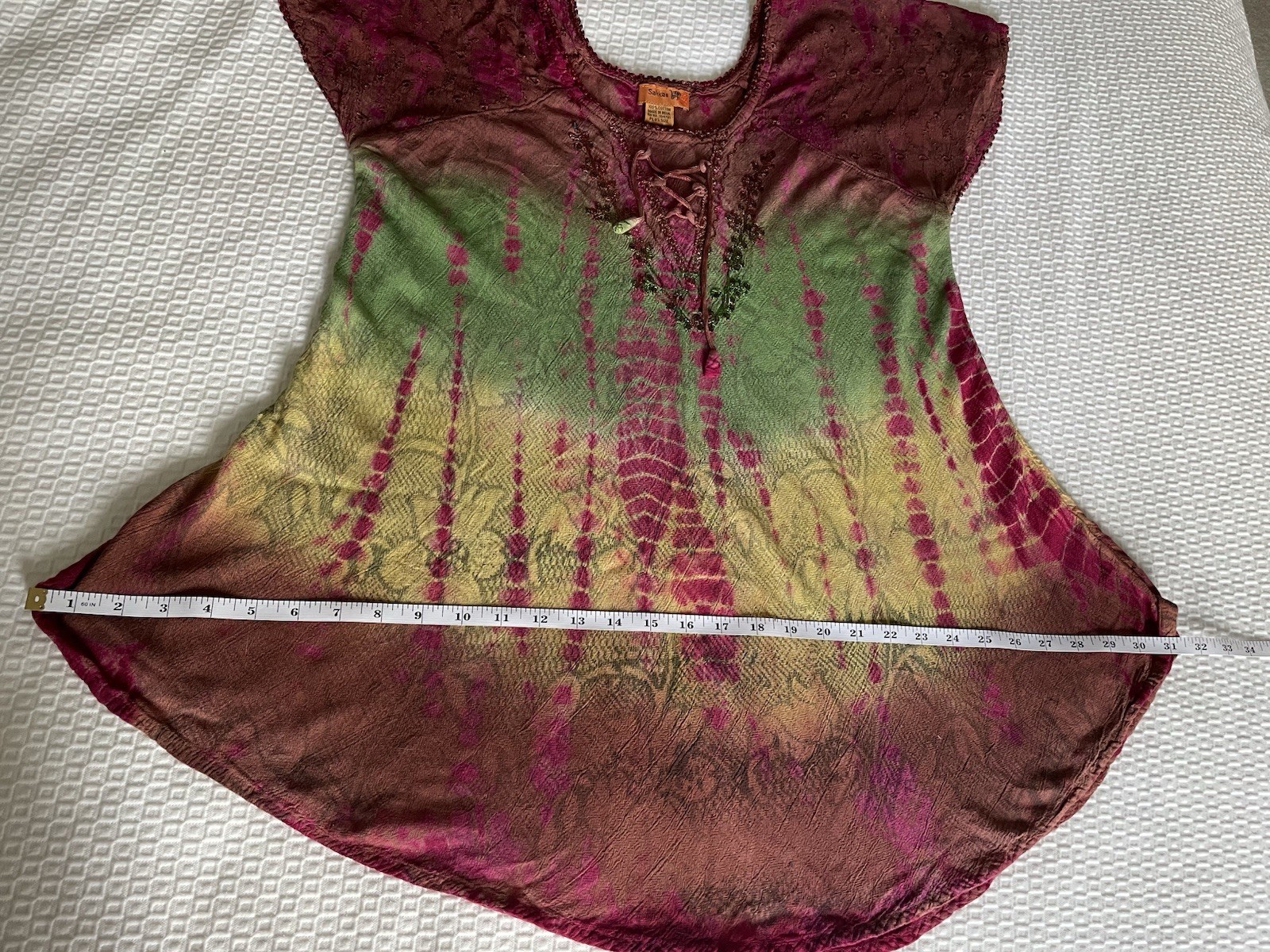 Sakkas Tie Dye Tunic Women’s Plus Size Vibrant Floral Hippie Boho Tassels