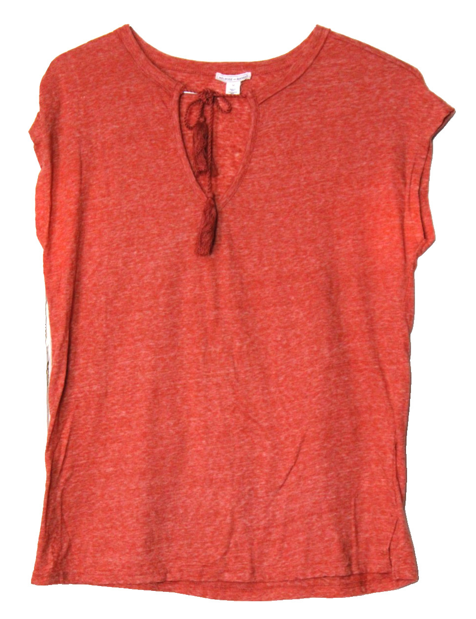 MELROSE MARKET TEE SHIRT ladies size M rust orange sleeveless tassle tie