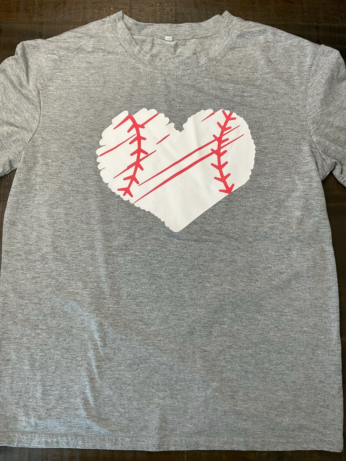 Baseball Heart Graphic Tee Heather Gray M