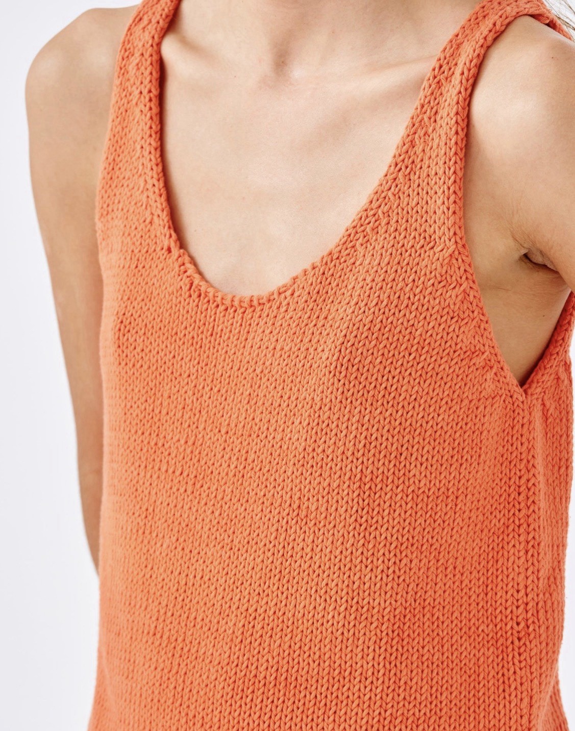 Orange Knit Tank Top M/L Sold Out 225$ Sweater Beach Cover Up Lightweight