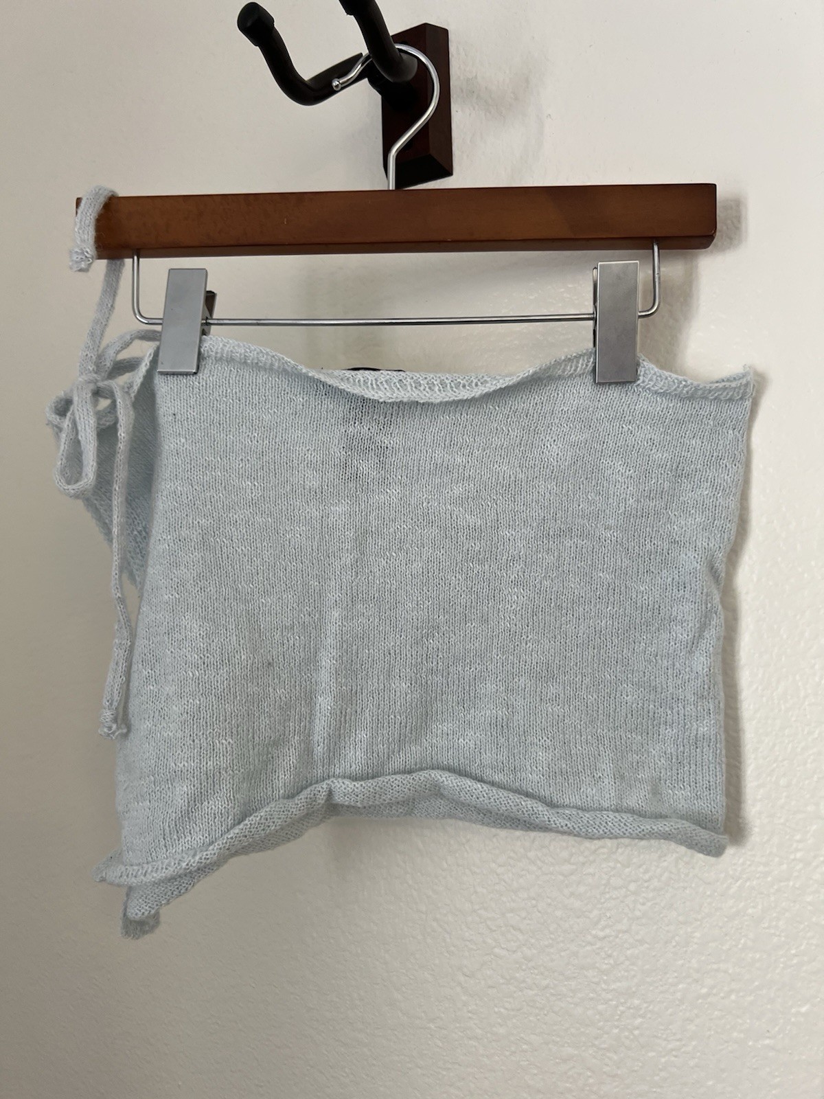 Finesse Light Blue Knit Tie-Side Tube Top #0115