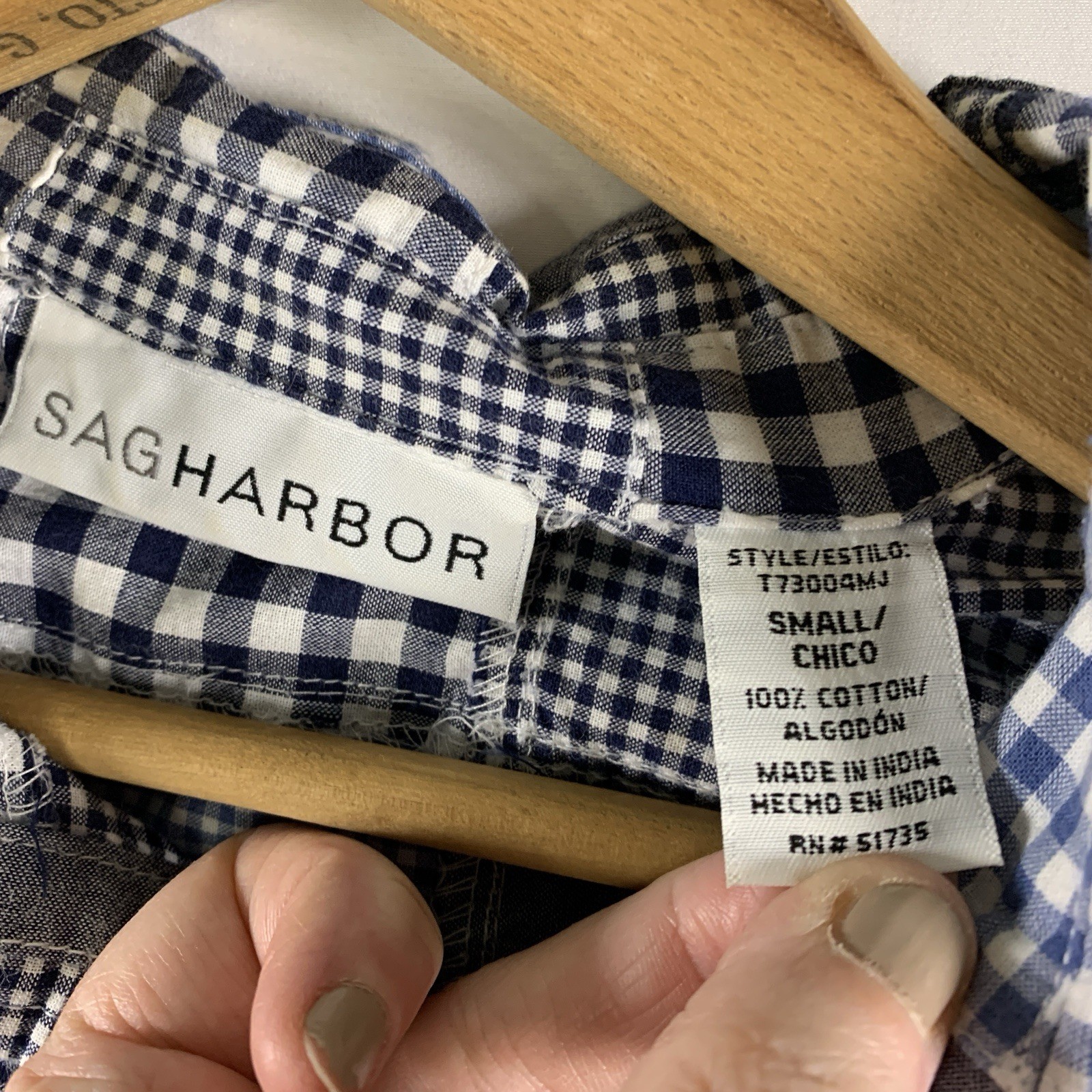 Womens Patchwork Plaid Short Sleeve Button Top Sz S Boxy Farm Cottage Americana