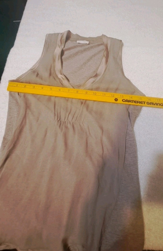 Brunello Cucinelli Italy Silk Cotton Layered Taupe Vneck Tank Top Small Luxury