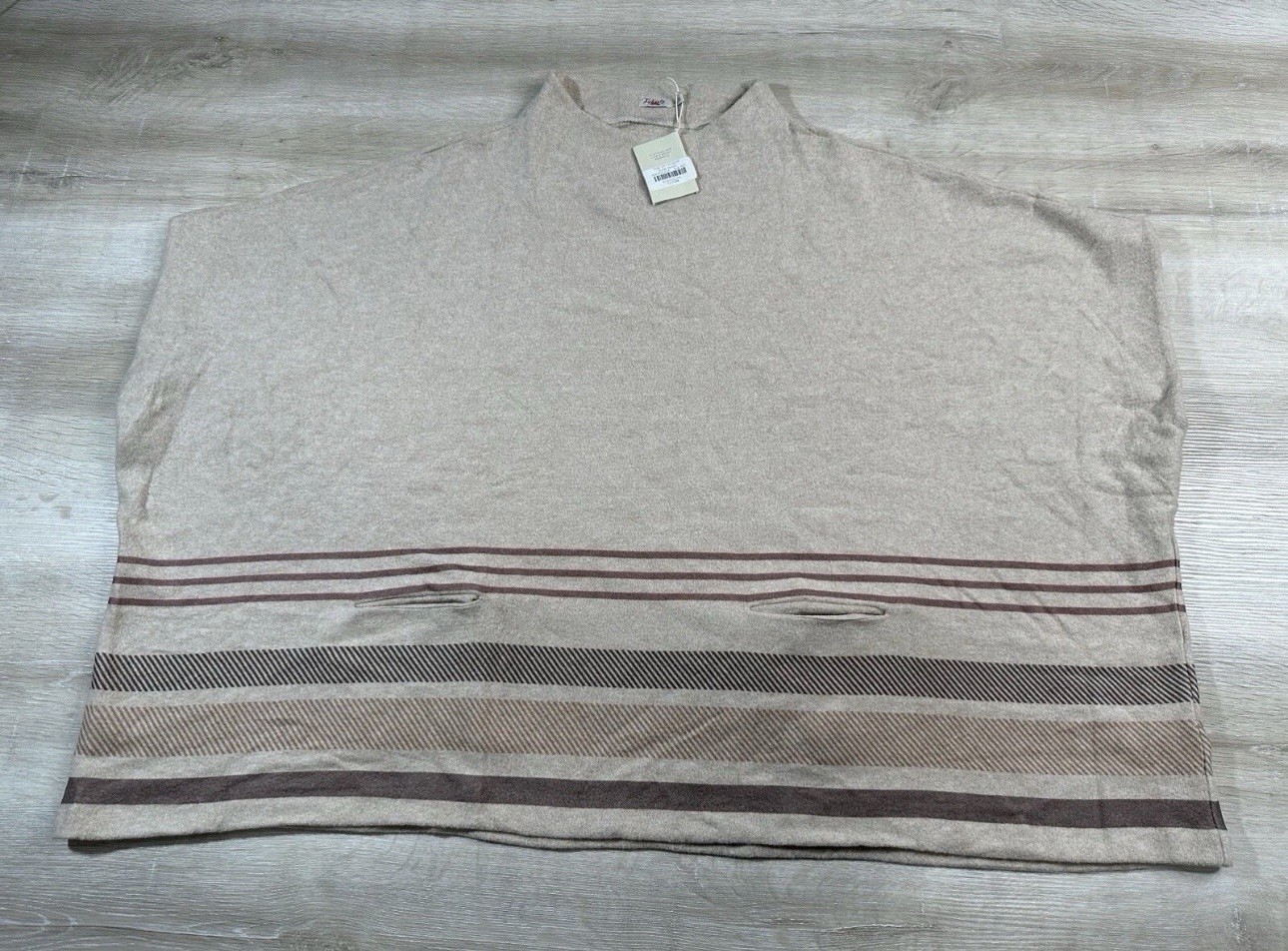 NWT FAHERTY Womens Park City Poncho Sundance Serape Cream Brown M/L Western