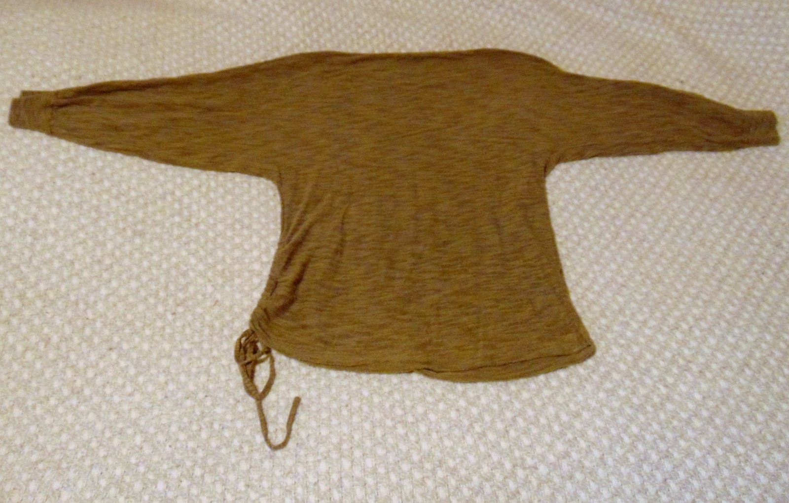 Ruched Drawstring Knit Top Brown Heathered Cozycore Minimalist S Earthy Neutrals