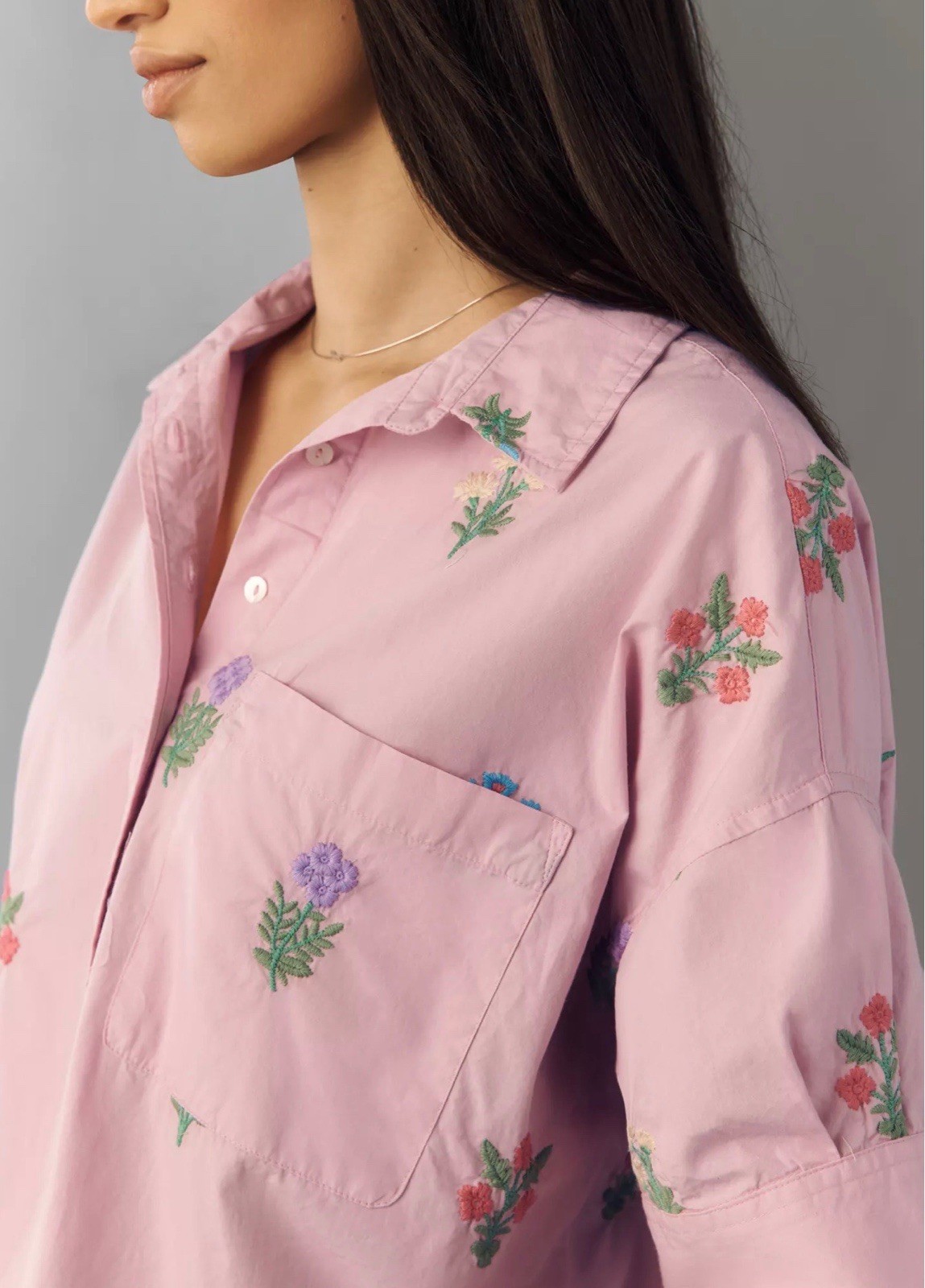 Maeve By Anthropologie Mabel Boxy Oxford Shirt, Pink Sz M READ NWOT 0524