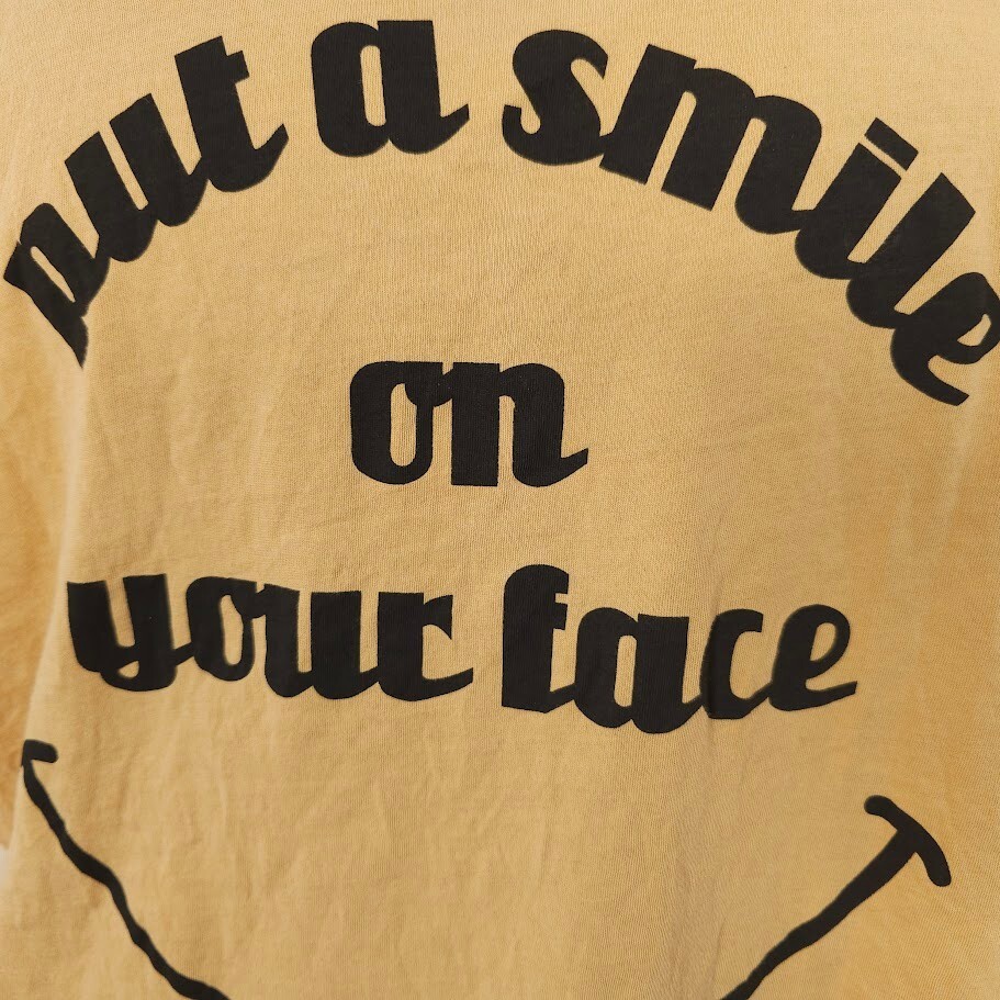 Put A Smile On Your Face Tank Top Womens Size Large Orange Project Social T USA