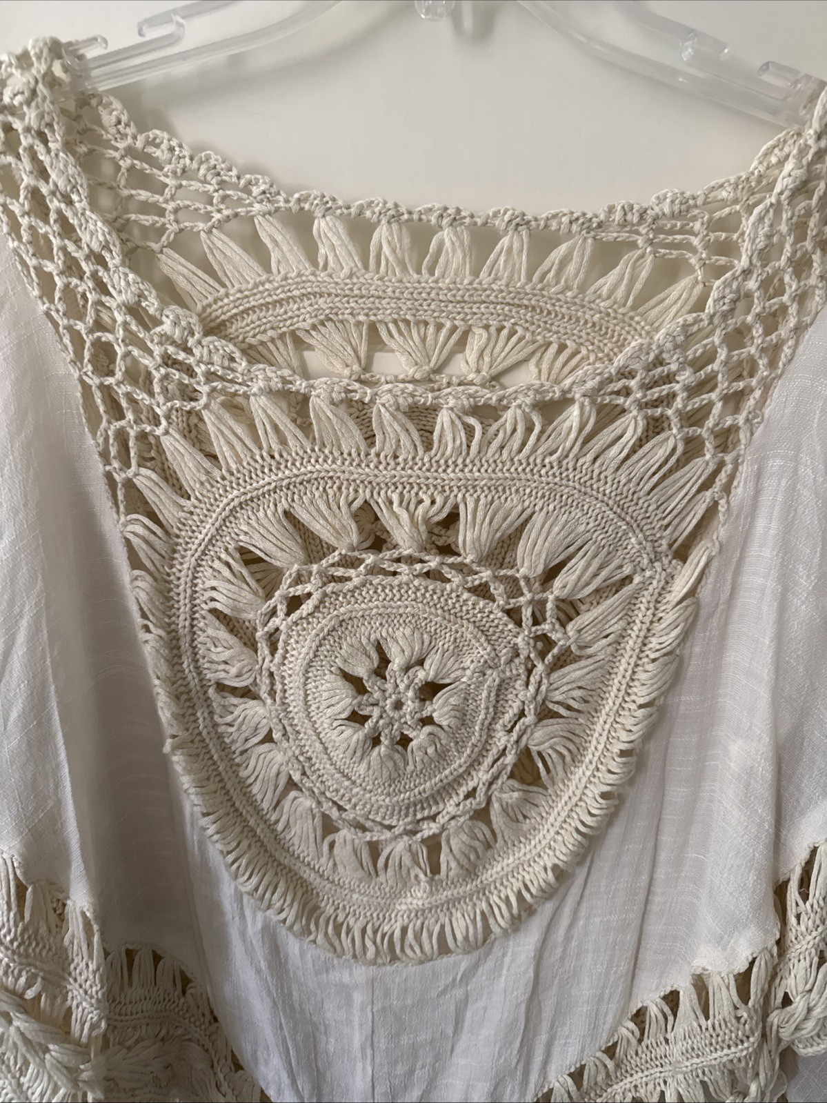 NWT Cupshe Cream Ivory Crochet Boho Festival Coachella Top Coverup OS