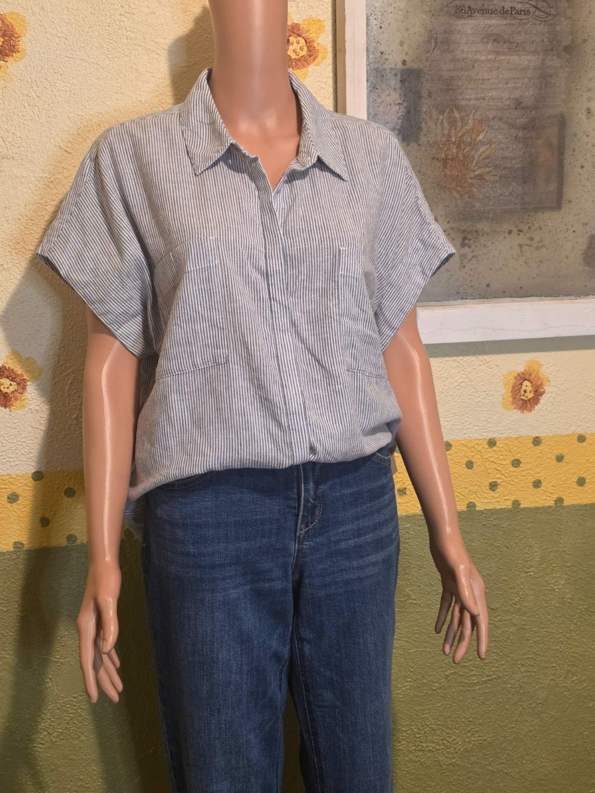 Caslon Double Pocket Linen Blend Camp Shirt NWT XL