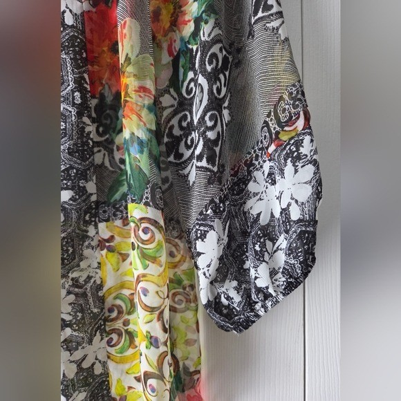 Fig and Flower Multicolor Sheer Floral Top Size S. Excellent condition.