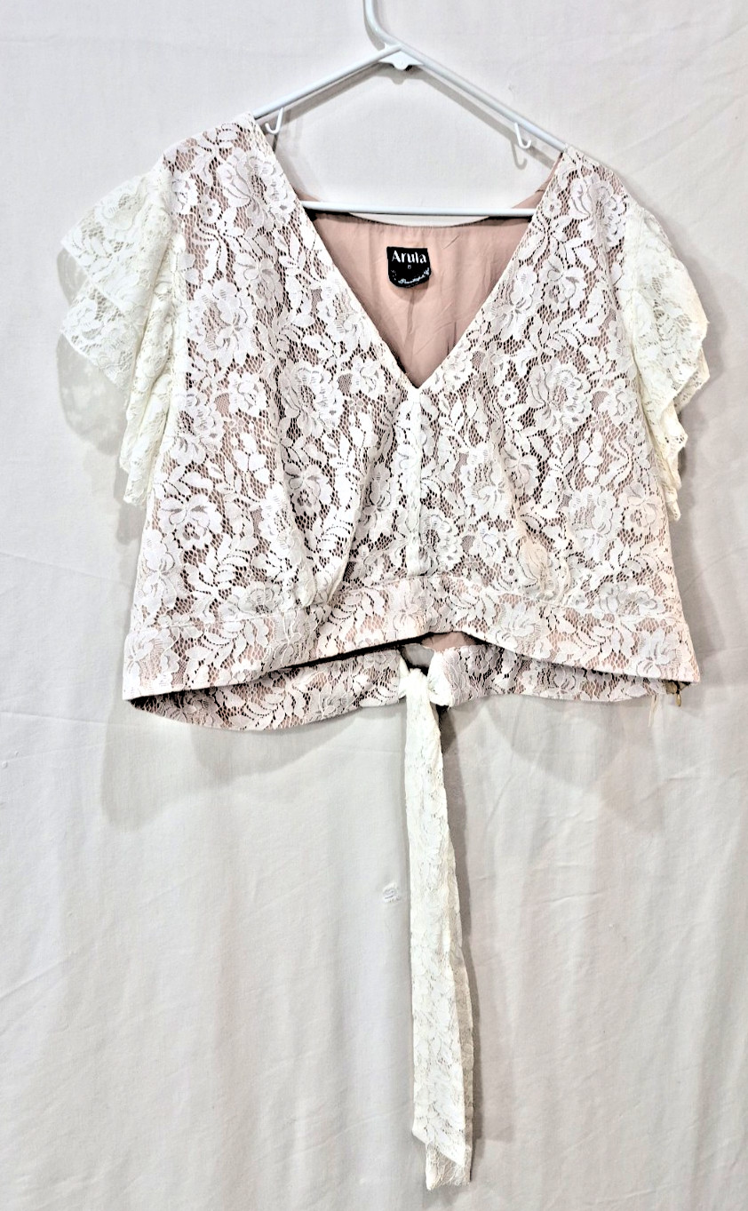 Arula Womens 2X Ivory Romantic Lace Boho Cottagecore Top NWT