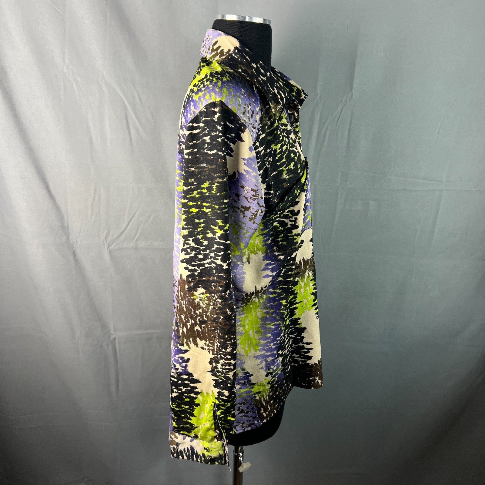 Democracy Shirt Womens L Multicolor Abstract Print Back Slit Pockets Button Up