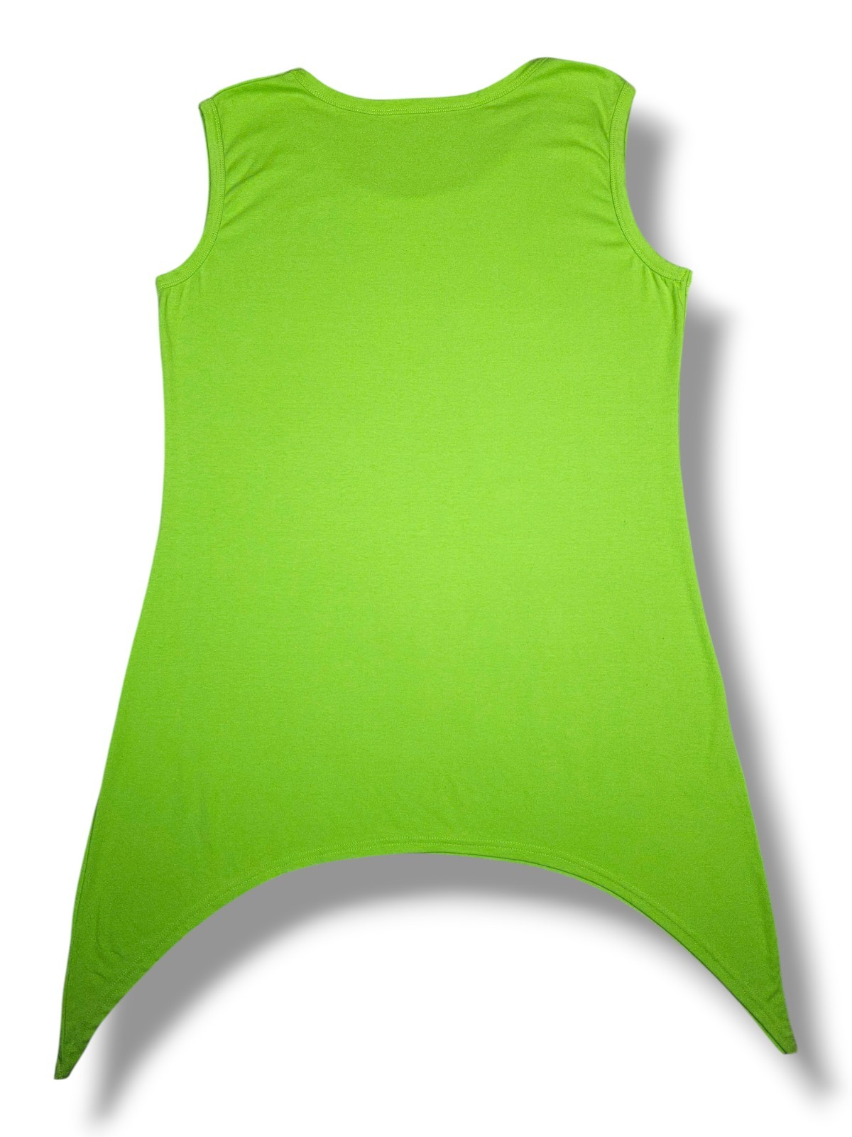 Neon Green Oversized Sleeveless Tunic Tank Sharkbite Hem Y2K Festival Medium