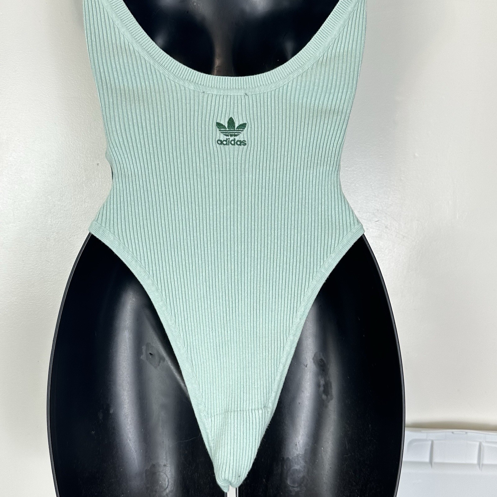 Adidas x Ivy Park Ribbed Bodysuit S Green Tint Neon Logo Y2K Sporty Beyonce Rare