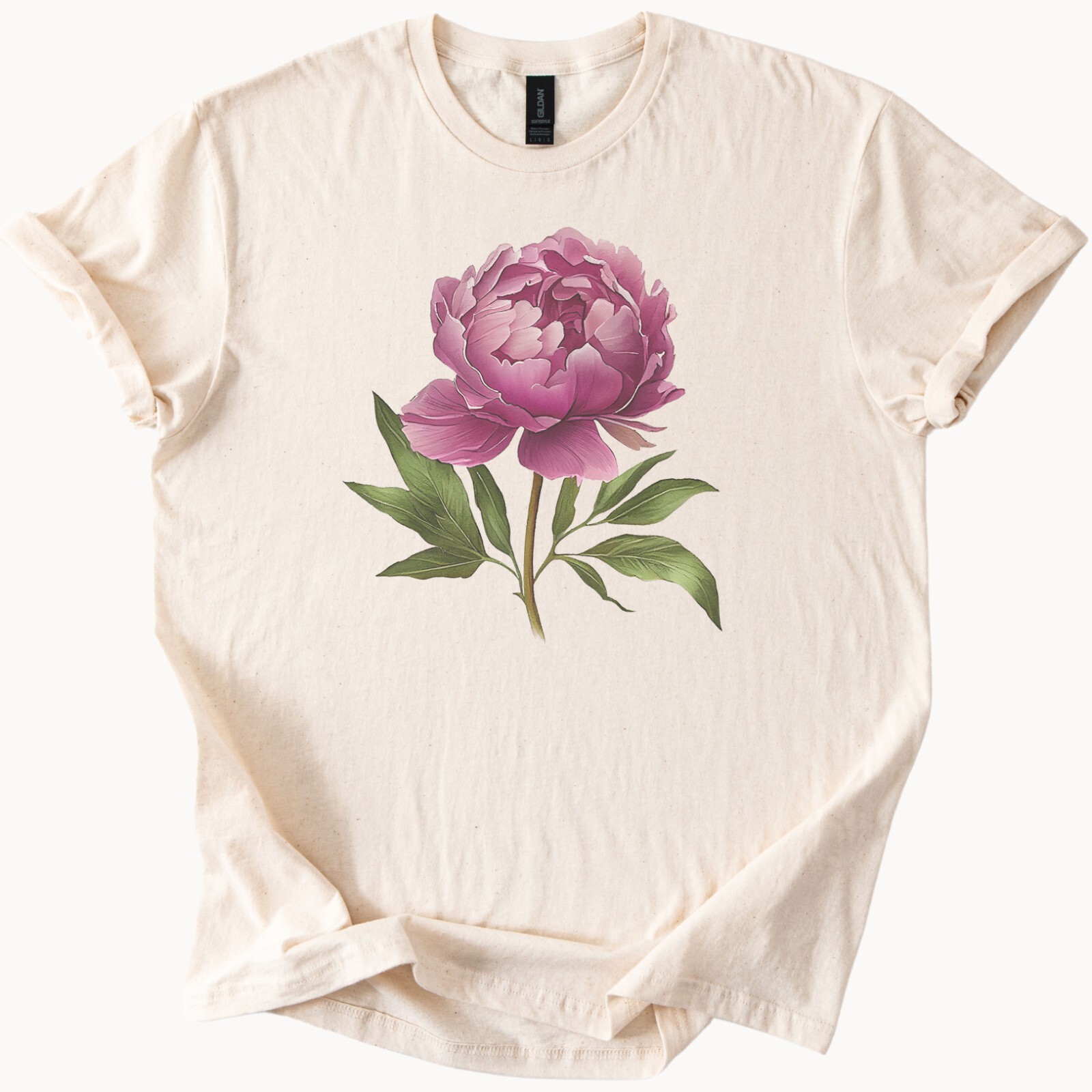 Peony Flower Graphic Shirt Pink Floral Botanical Art Tee Nature Gift