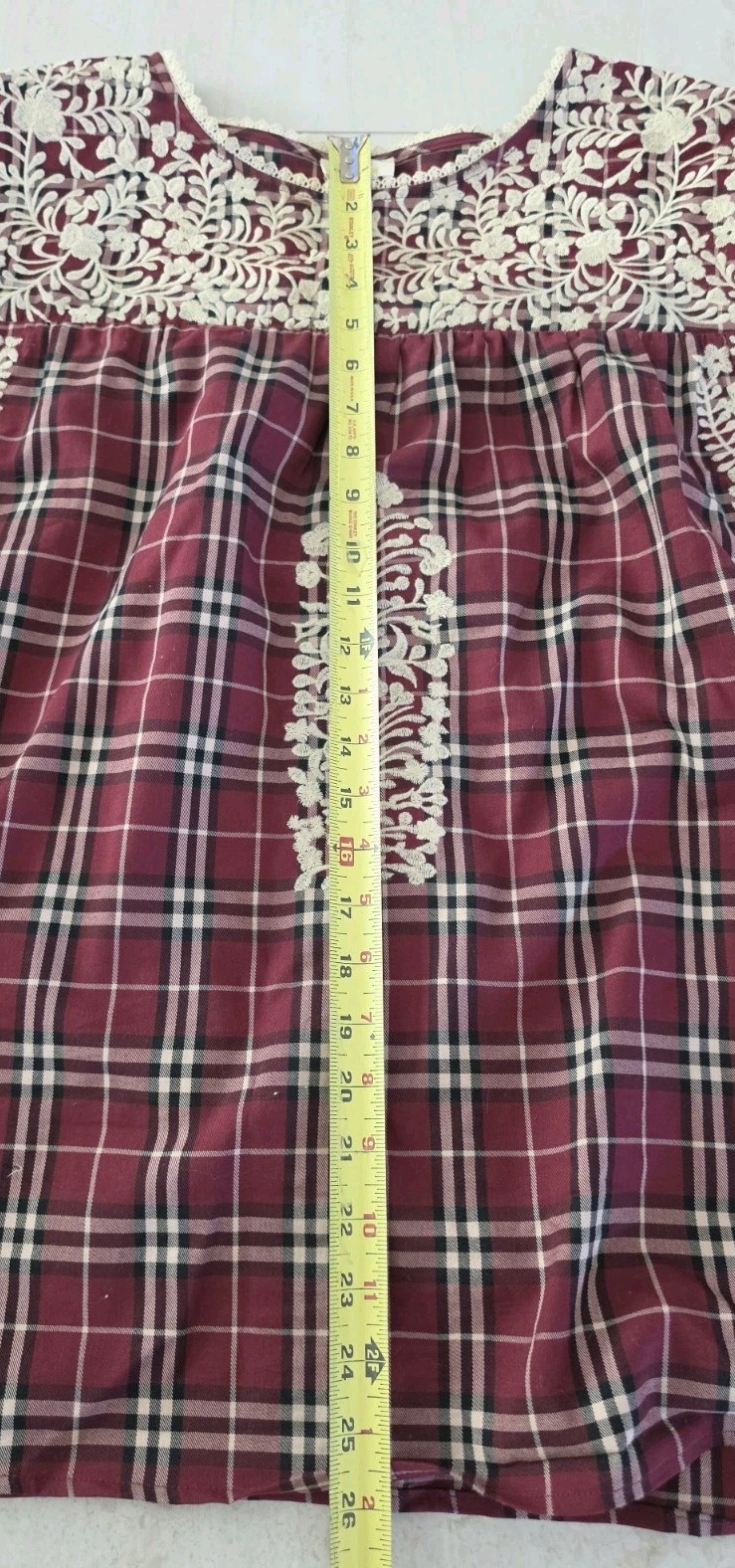 Layers Clothing Plaid Floral Embroidered Top Boho Chic Cottagecore SZ 2XL