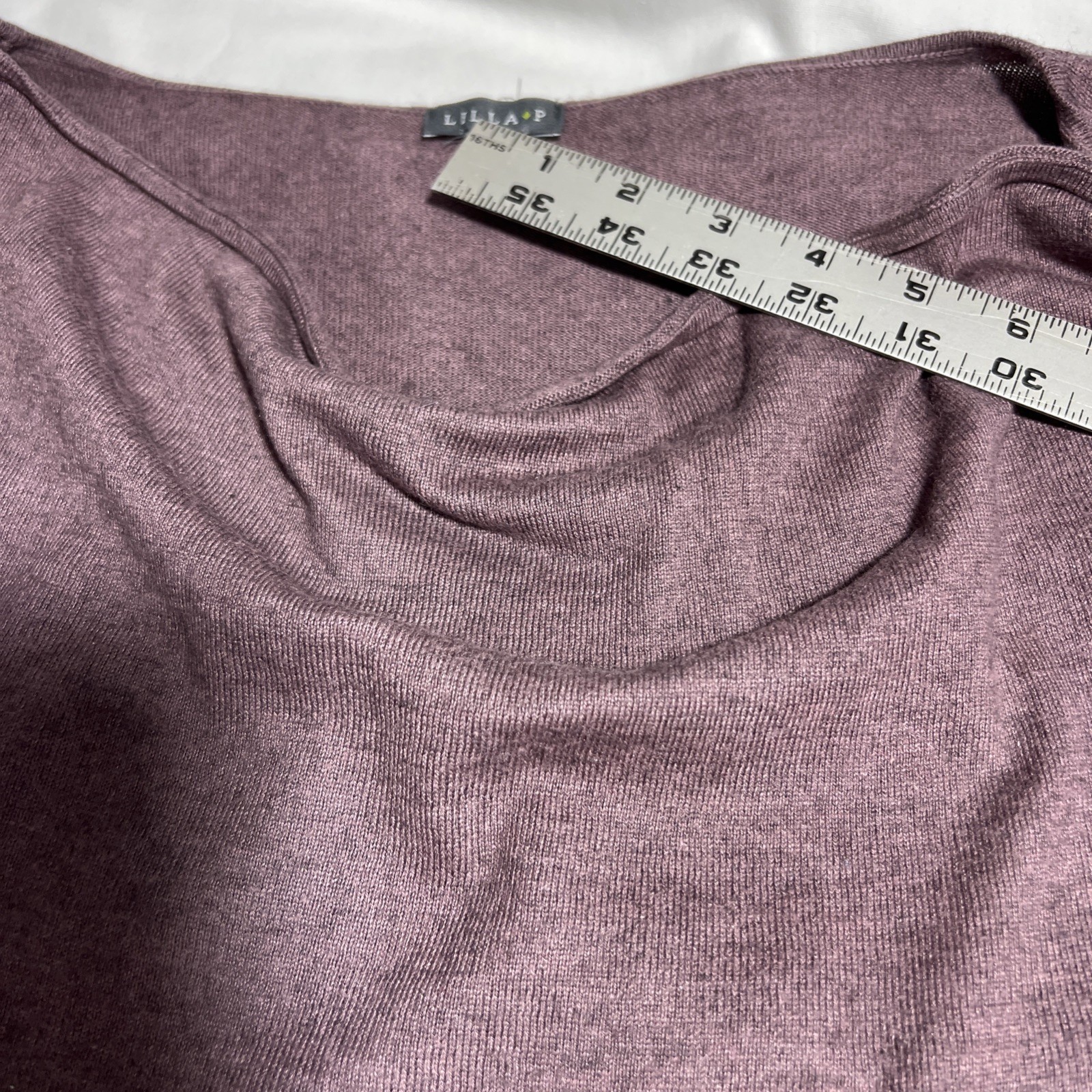 Lilla P Women’s Cowl Neck Mauve Cotton Modal Cashmere Long Sleeve Top Sz Small