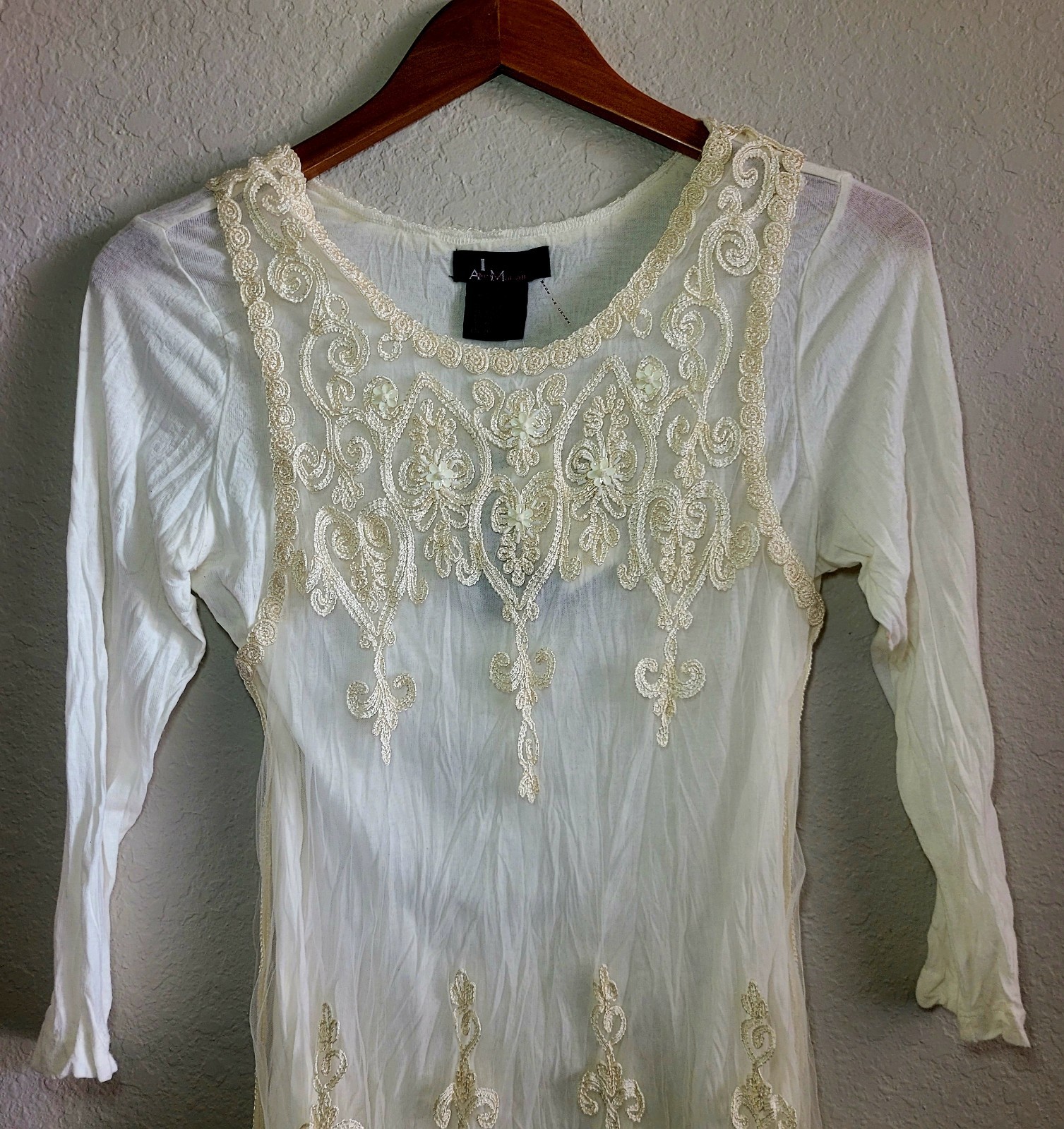 VTG Alberto Makali Lace Embroidered Tunic Top Boho Cottagecore Fairycore S NWT