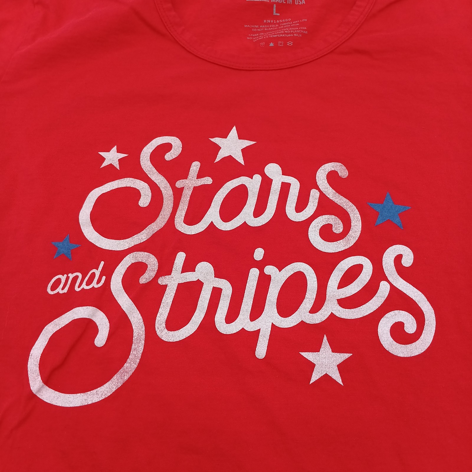 General Standard Top Womens Large Red Stars And Stripes Short Tee
