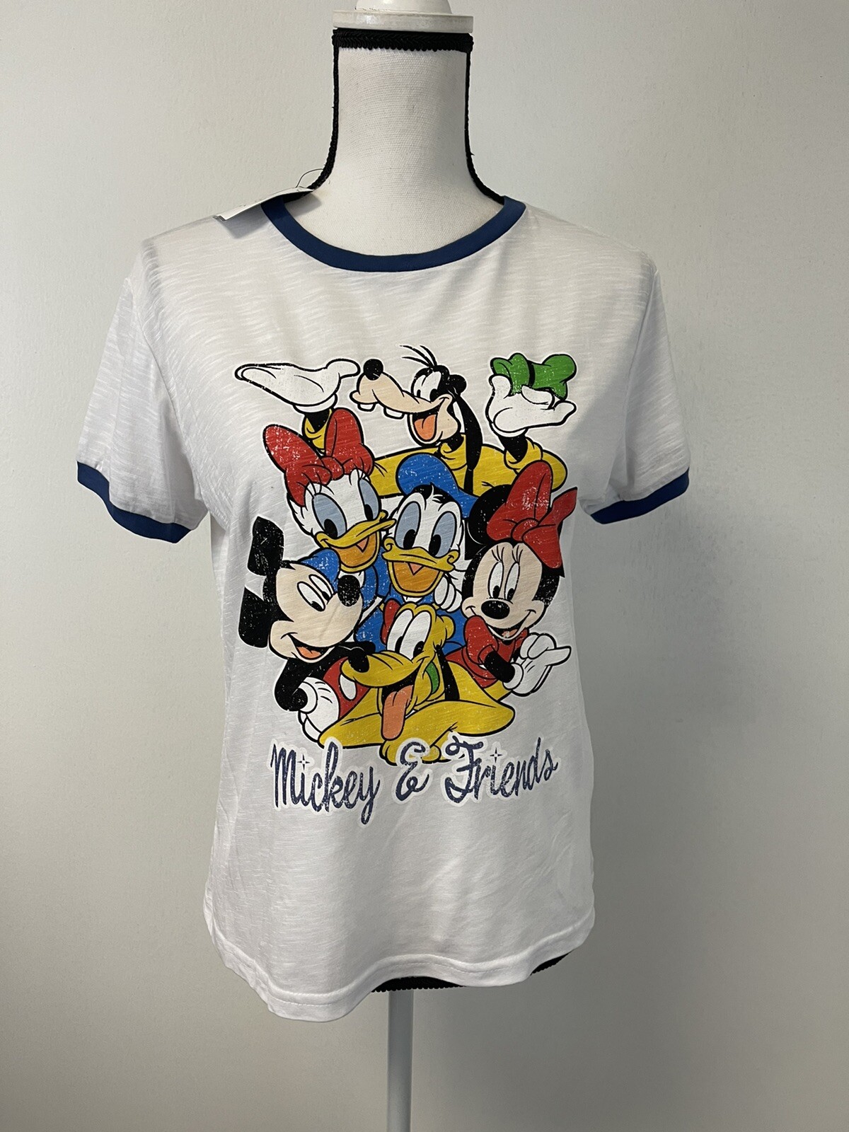 DISNEY Shirt Womens 2 Mickey Mouse Tee Minnie Donald Duck Pluto Viscose N195
