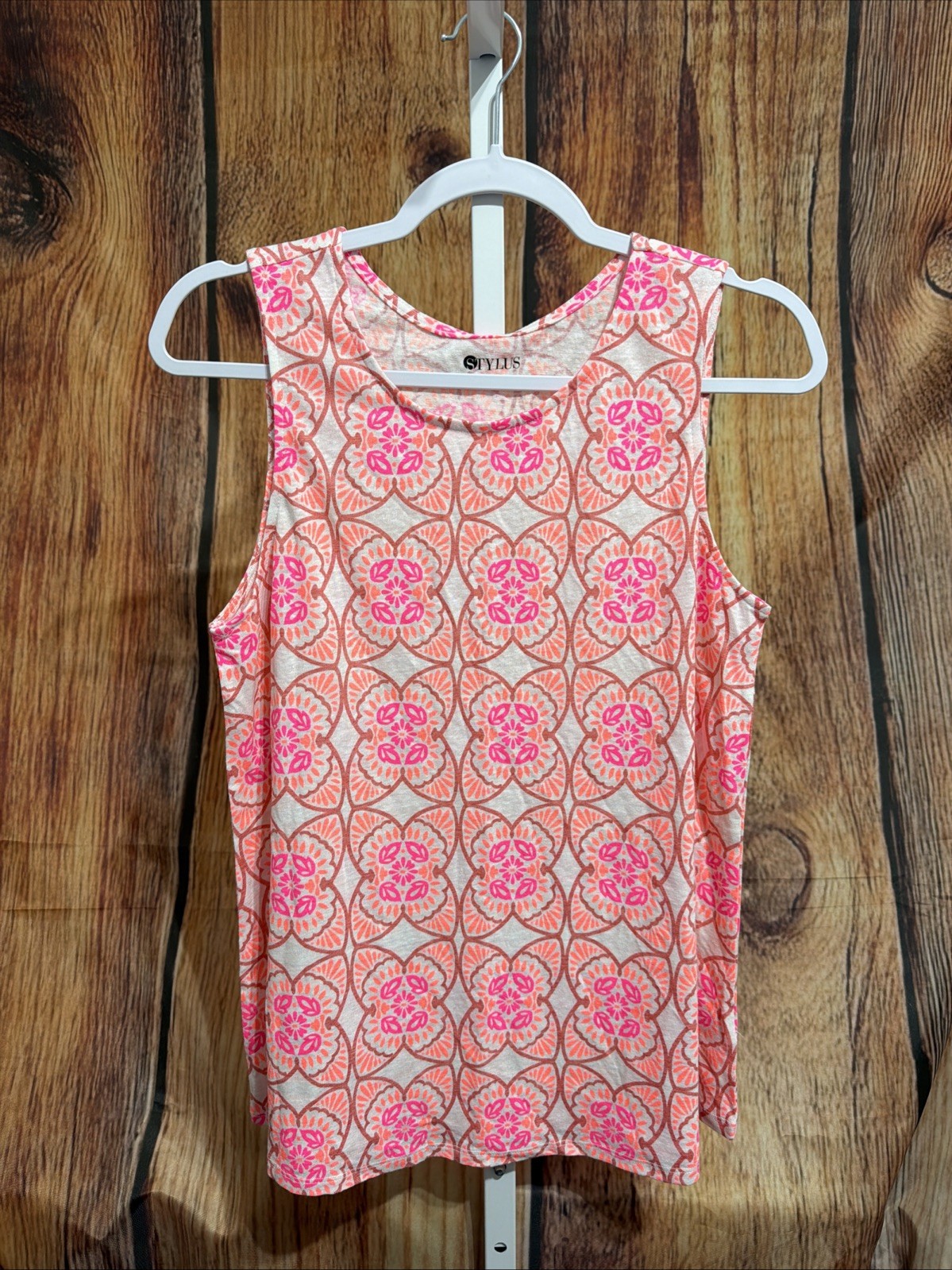 Stylus Linen Blend A-line Top Size Large L-24