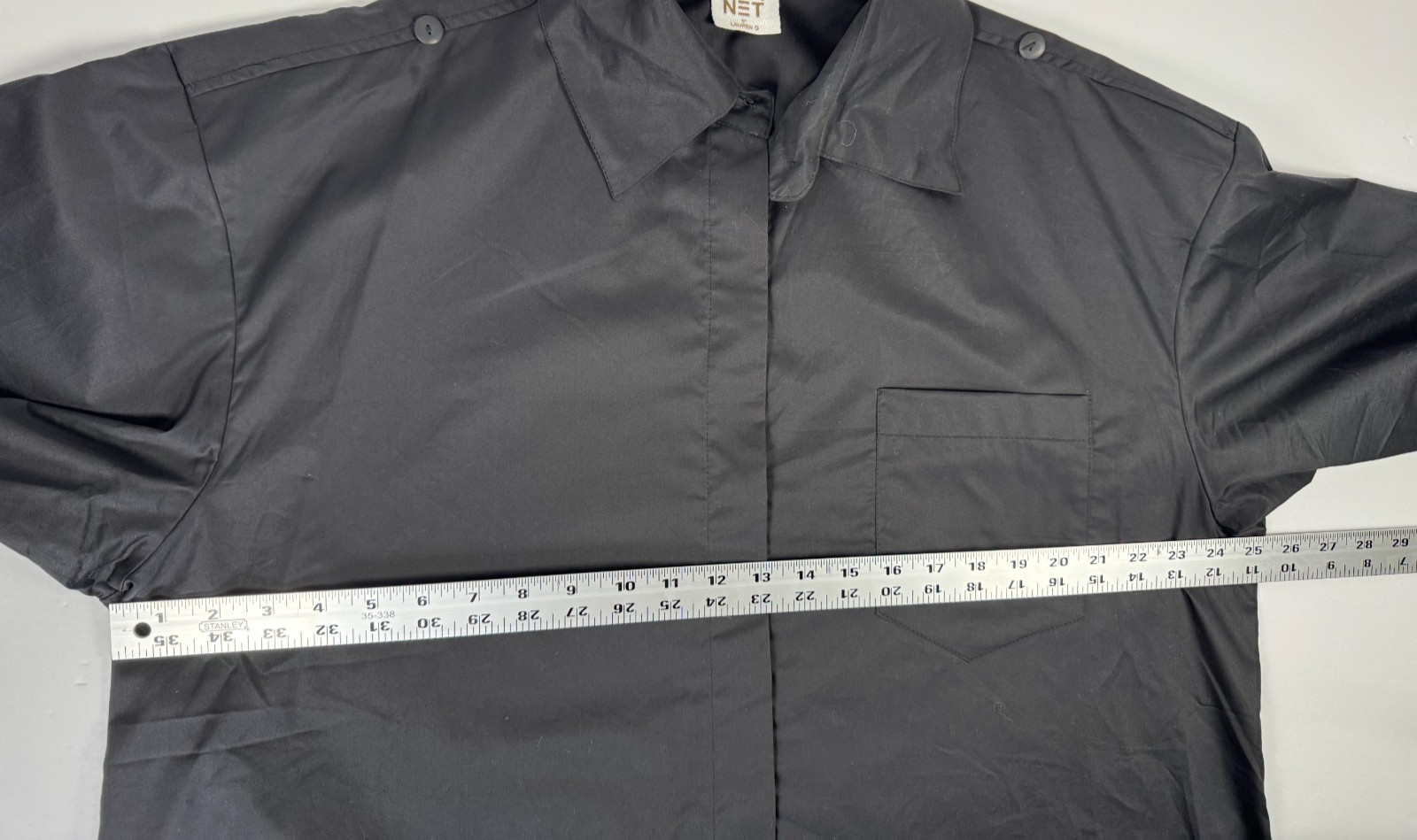 Planet by Lauren G Poplin Shirt One Size Black Boxy Oversized Modern Minimalist