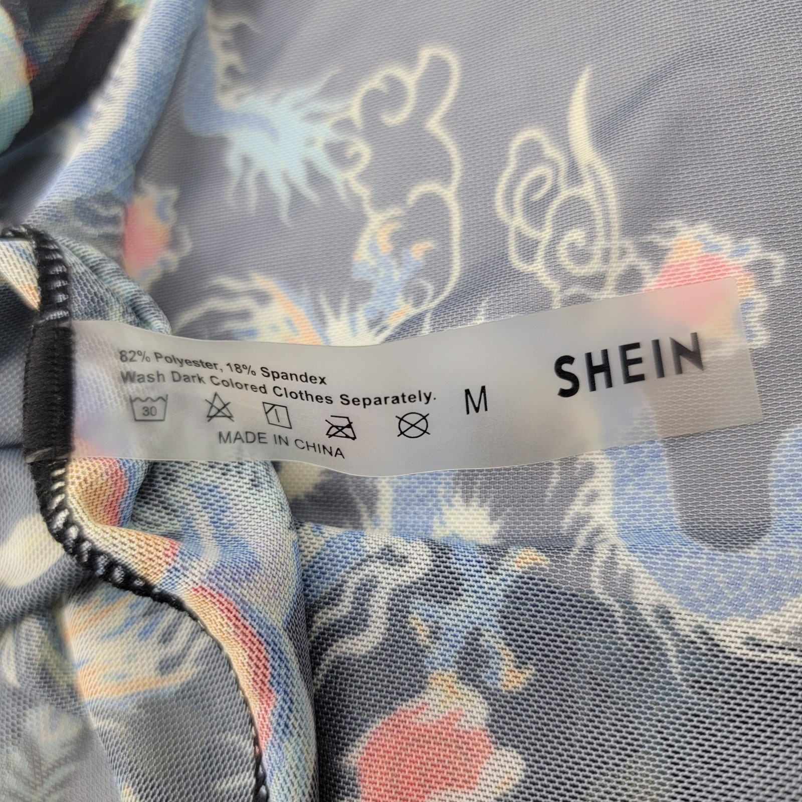 SHEIN Womens Shirt Tunic Sz M Mesh Sheer Dragon Phoenix Asian 90s Y2K Grunge