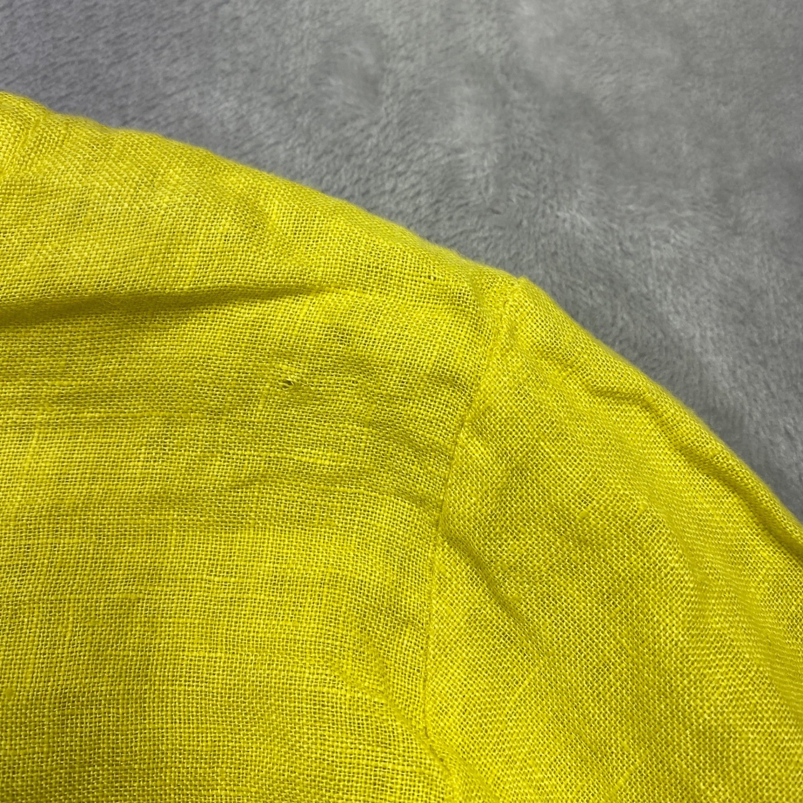 Bellina Bright Yellow Linen Button Back 3/4 Sleeve Top Italy Size 4 Boho Preppy