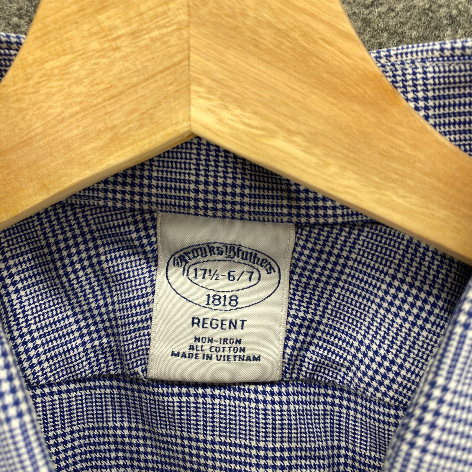 Brooks Brothers Shirt Women 17.5 Blue Check Button Up Long Sleeve