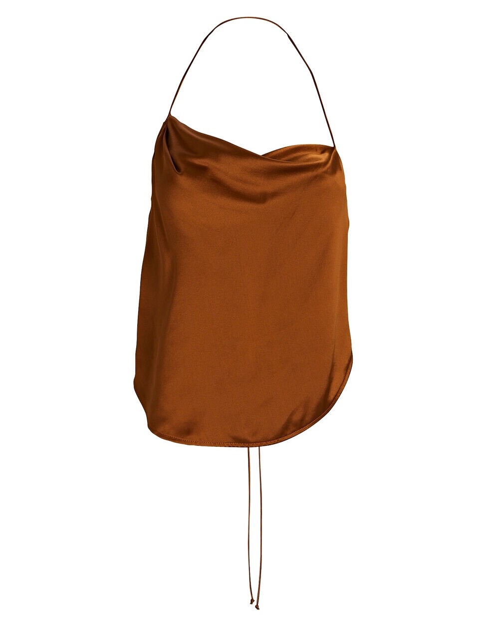 THE SEI Women’s Open-Back Silk Satin Halter Top TS-2076-TOFFEE Brown Size 10 NEW
