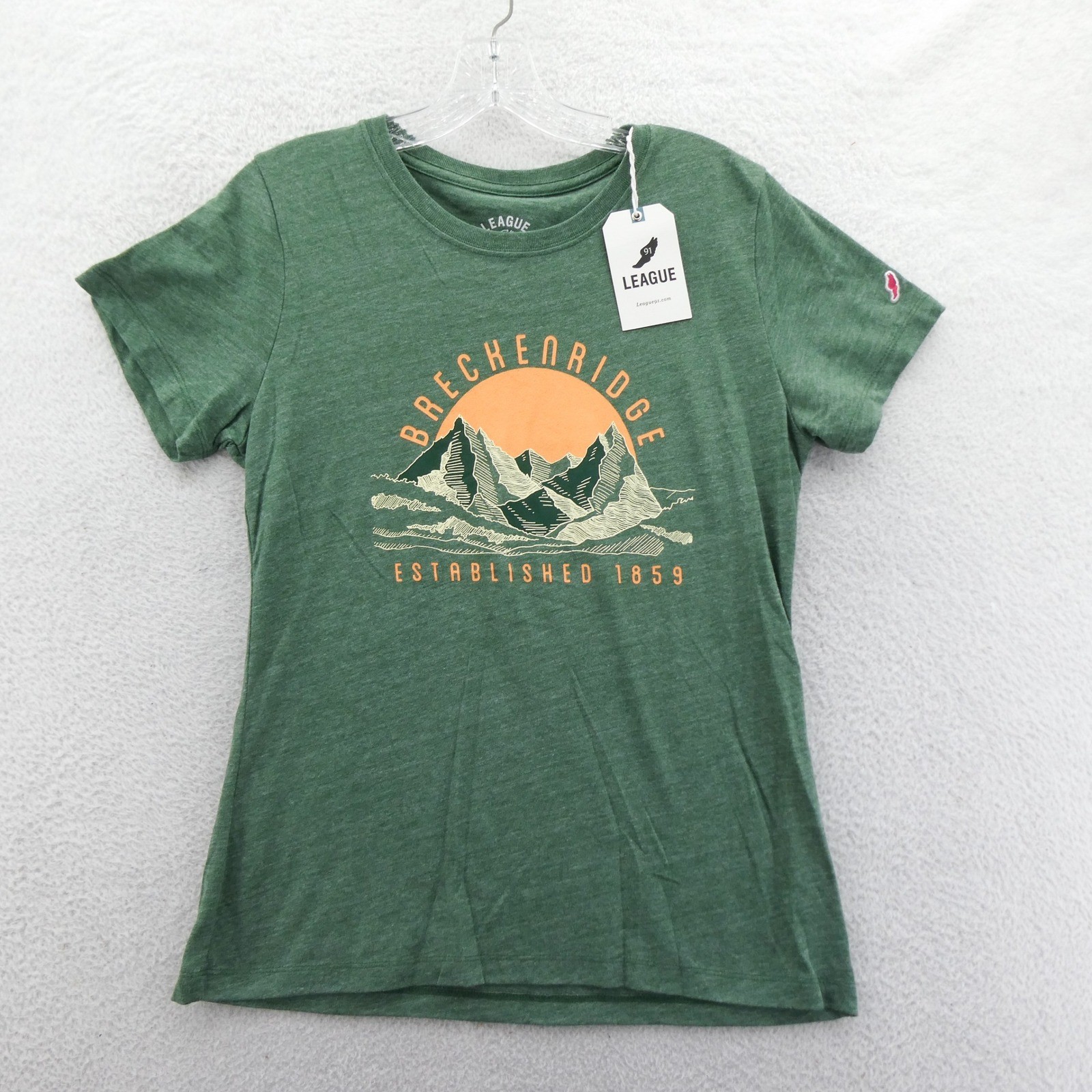 League T-Shirt Womens Medium Breckenridge Green Mountain Graphic Recycled Blend