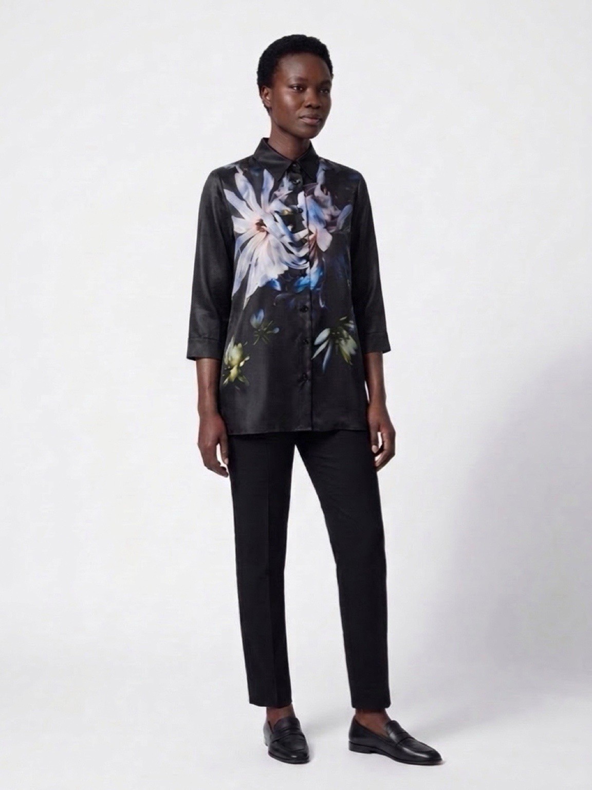 Marina Rinaldi Begonia Anthracite/lime Silk Satin Shirt Plus Size 18 MSRP $1155