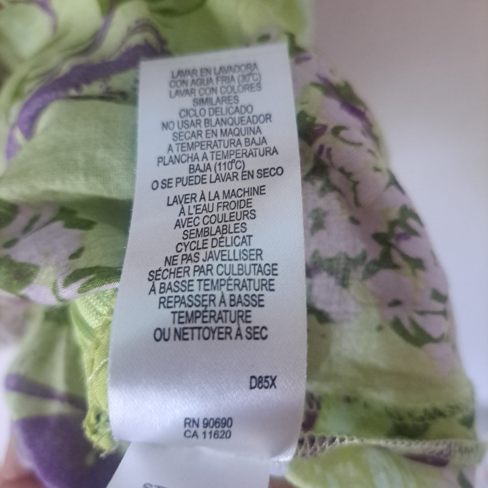Kensie Y2K Green & Purple Floral Babydoll Top Criss Cross Straps Side Zip Sz XS