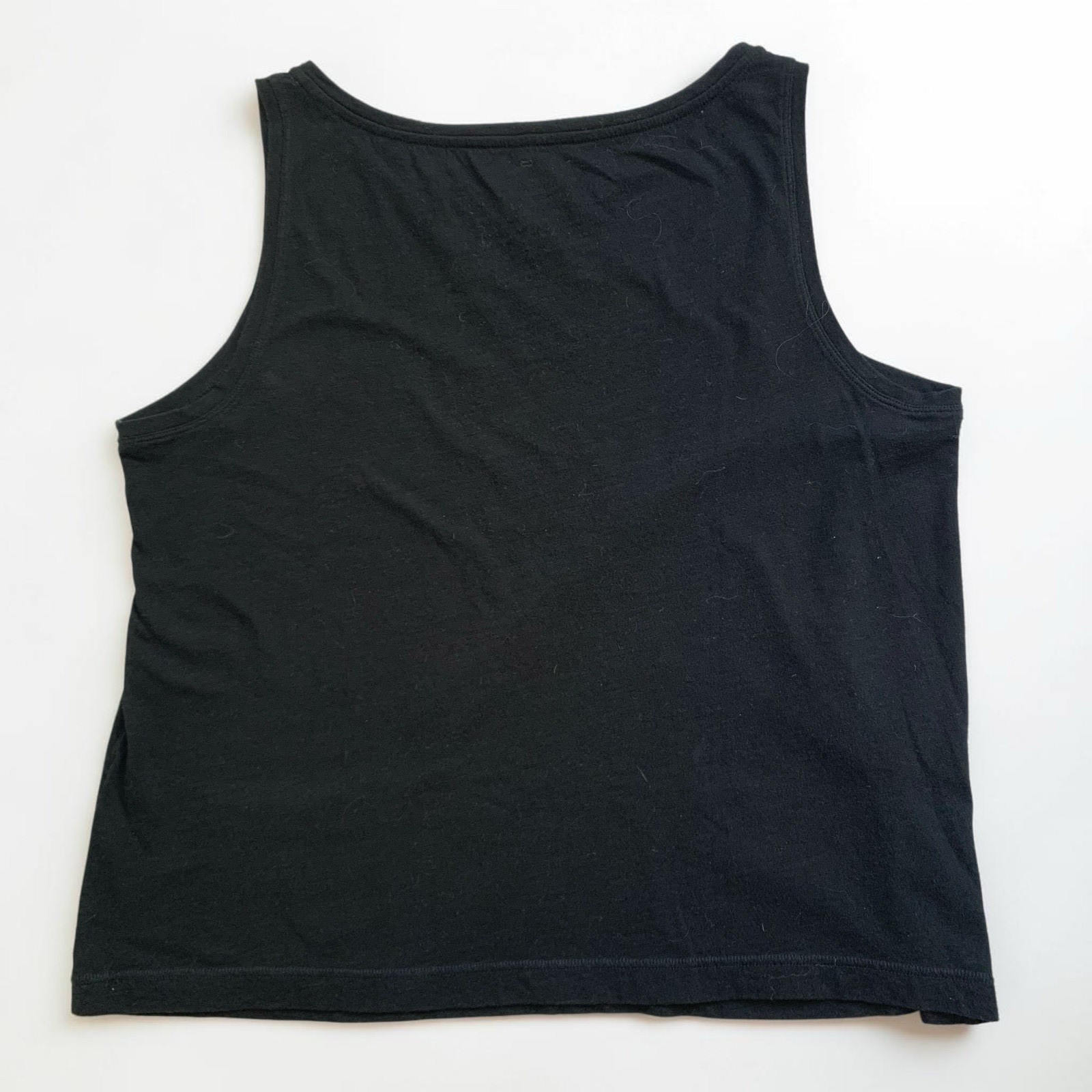 Eileen Fisher Organic Cotton Tank Top Size M Black Bateau Neck Front Pockets NWT
