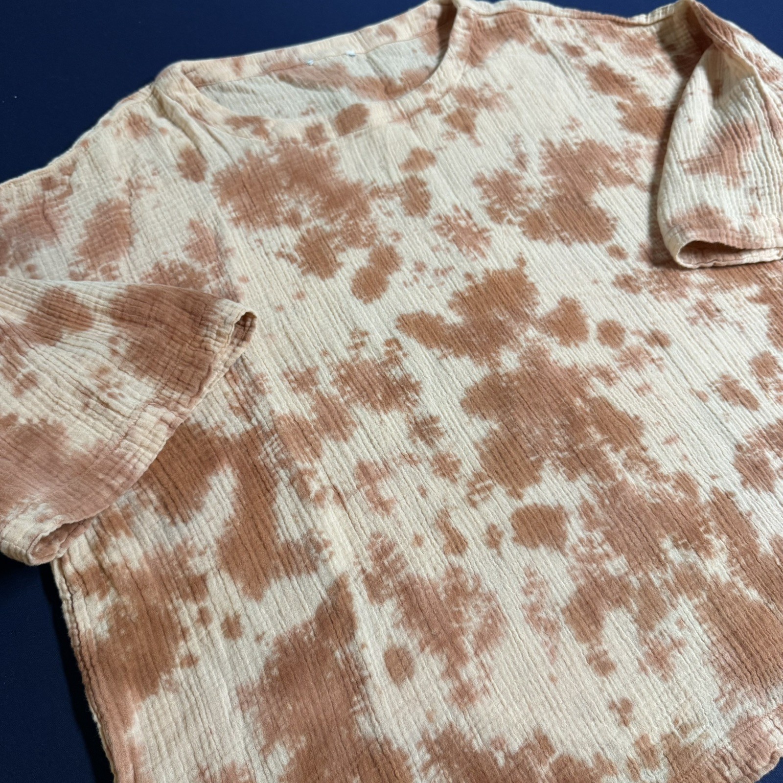 JJill pure Jill Coral & Cream Tie dye gauze Knit Boatneck costal beach summer