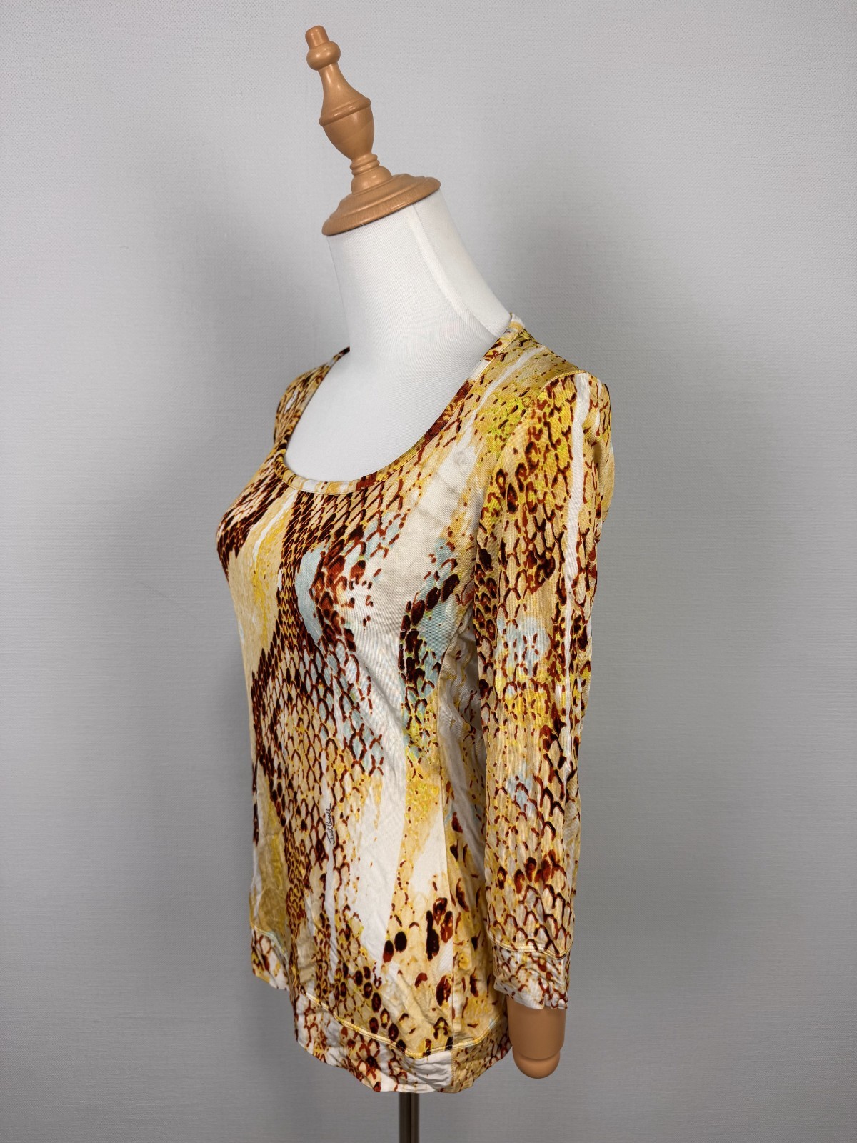 Just Cavalli Made in Bosnia Wonderful Yellow Snake Pattern Stretch Shirt Sz S