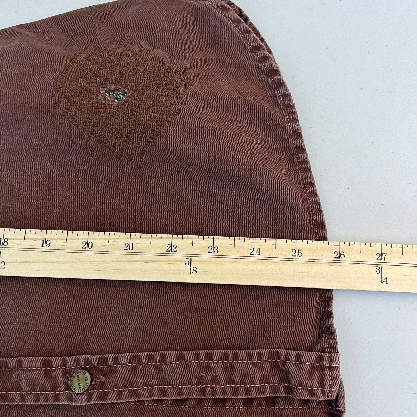 Current/Elliott Womens Brown Cotton Distressed Utility Button Down Shirt Size 1